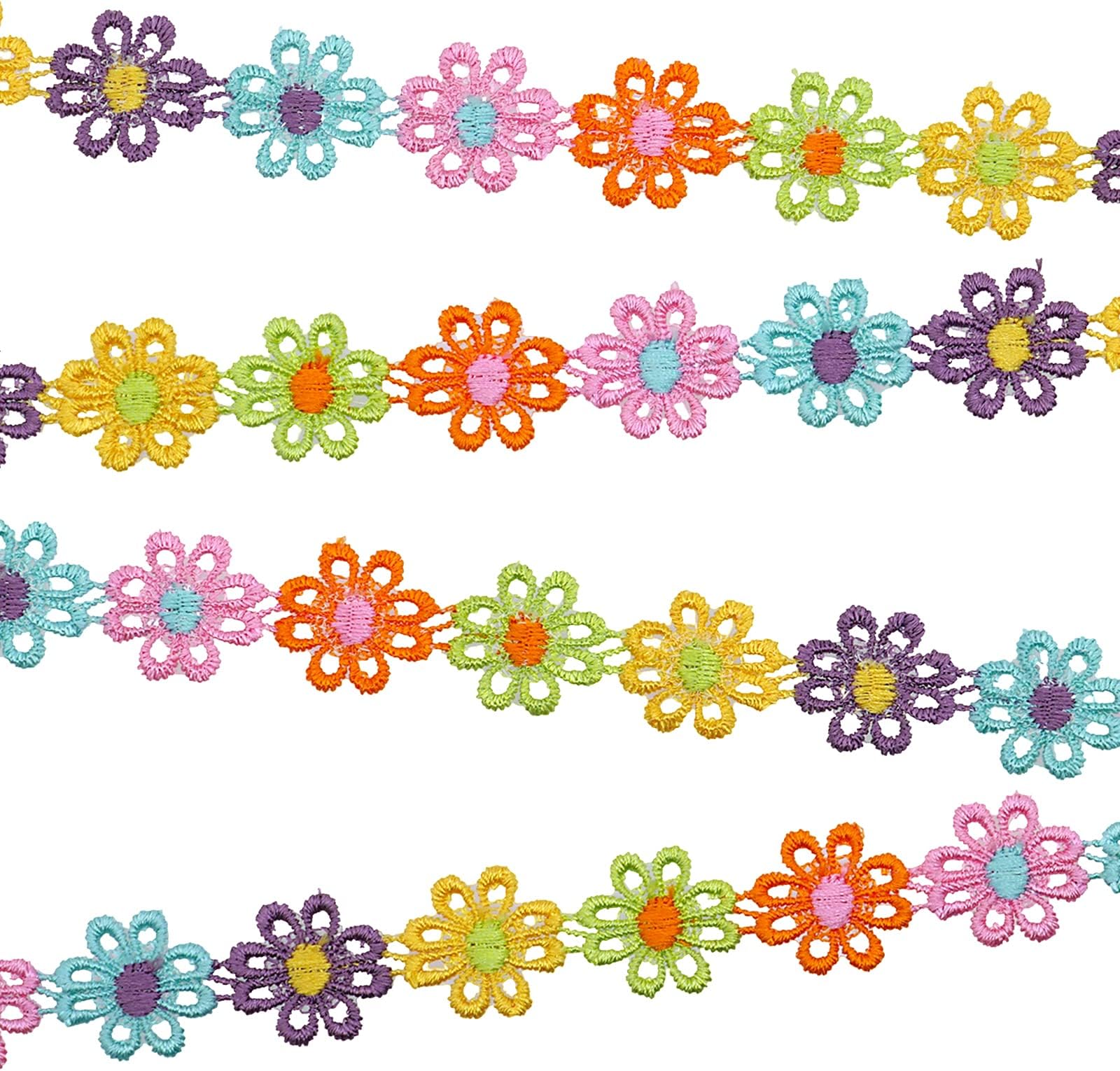 Luckious Brand Daisy Flower Lace Ribbon Elegant Polyester Embroidery