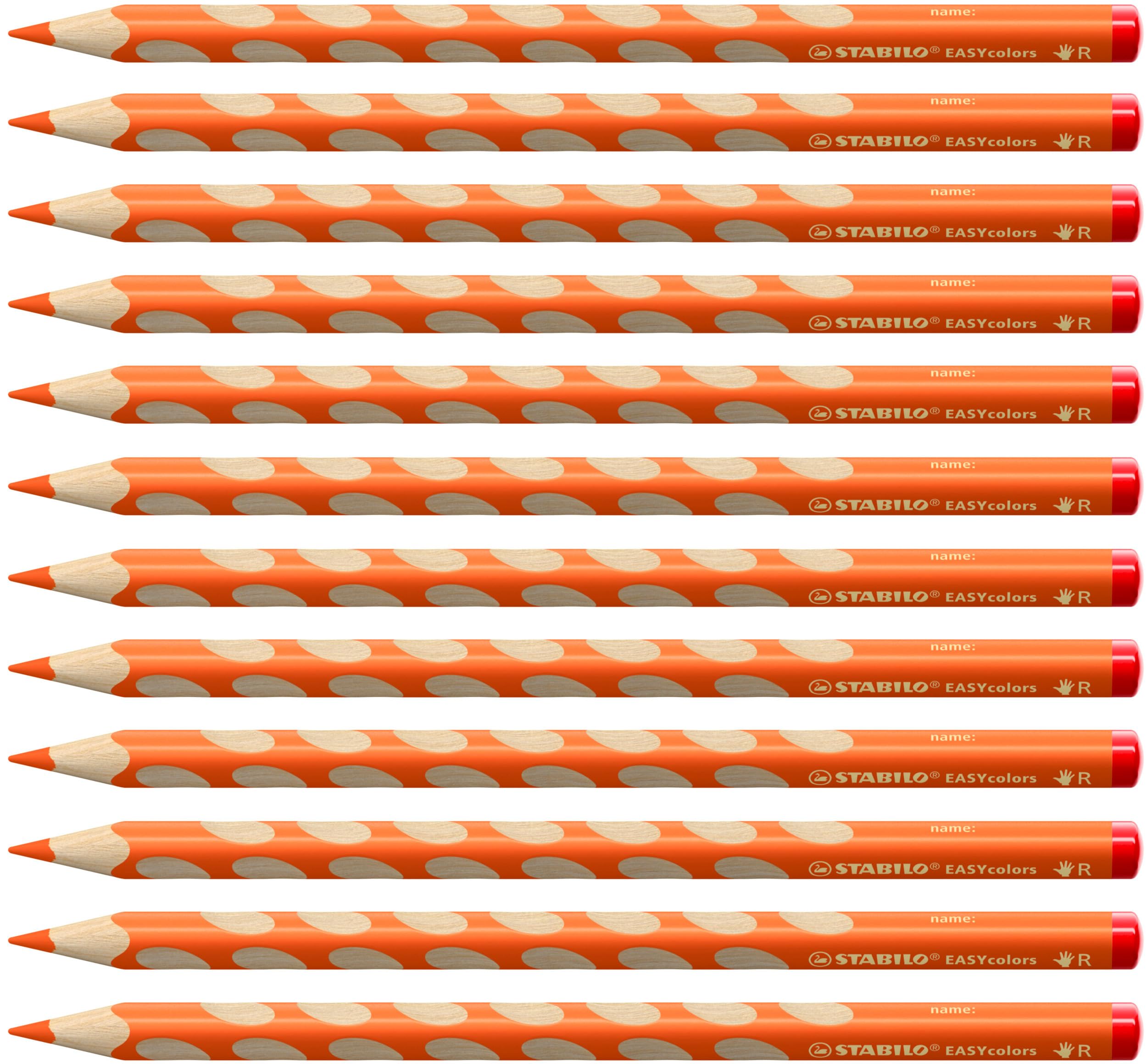 STABILO Ergonomic Colouring Pencil EASYcolors - Right-Handed - Pack of 12 - Orange