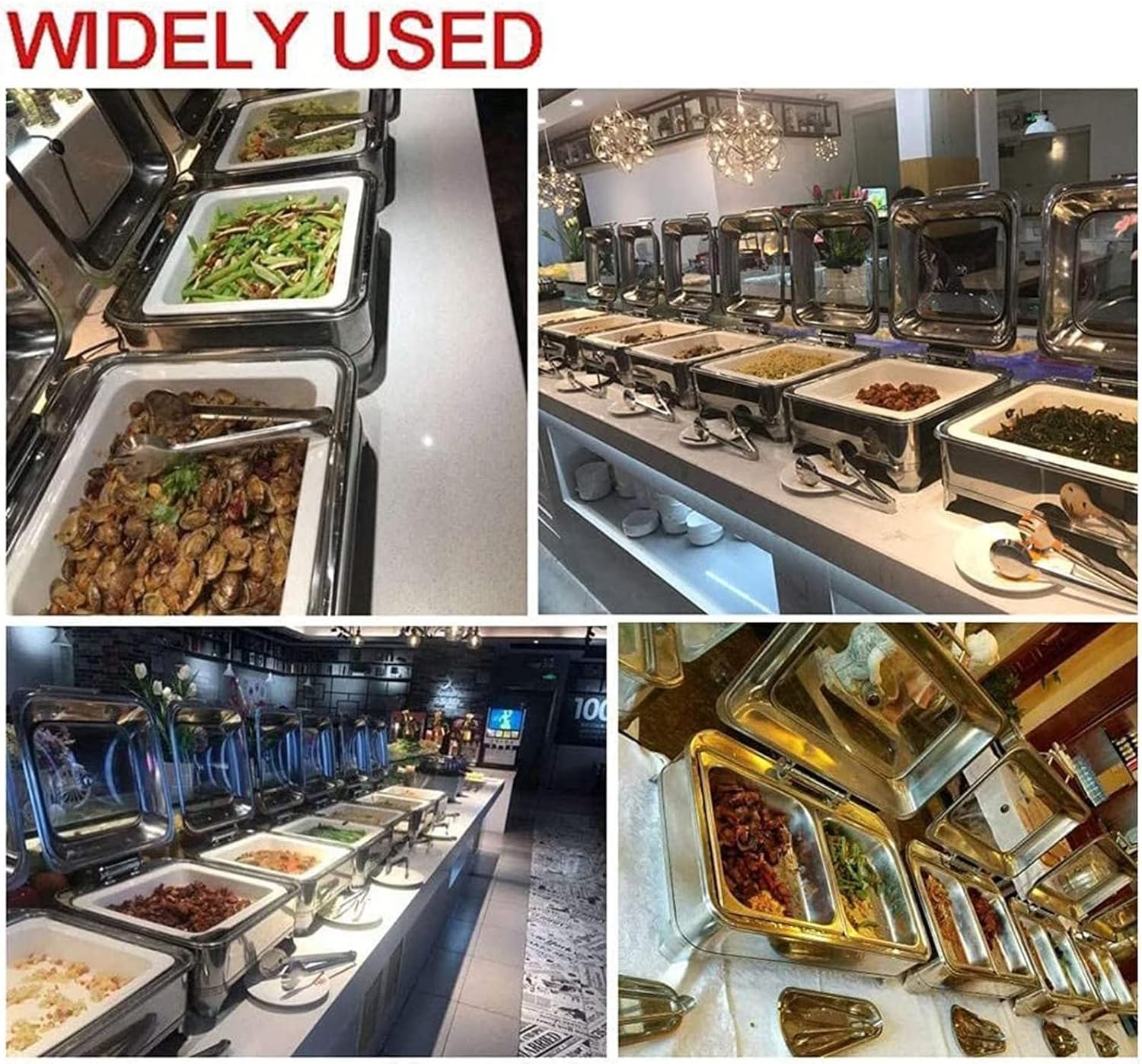 Juego de platos para bufé, servicio profesional con tapa de vidrio y sartén de acero inoxidable, calentador eléctrico para fiestas, bodas, banquetes