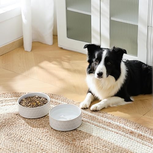 Miniatura 3 de MALACASA Cuenco de cerámica para perros, 3.5 tazas o 32 onzas, plato de agua para razas de mudium, cuenco para mascotas apto para lavavajillas y