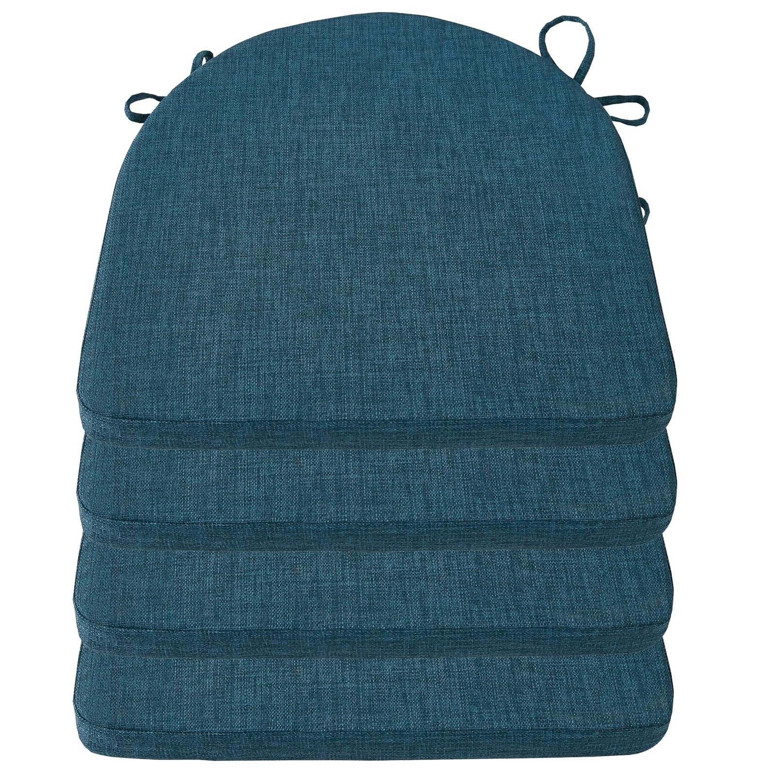 Odaima Set Of 1/2/4 Chair Cushions For Dining Chairs, D-Shaped Seat Cushions With Removable Washable Cover And Ties, Chair Pads For Kitchen, Indoor Dining Room, Patio Chairs(Blue,4pcs) โ image 1