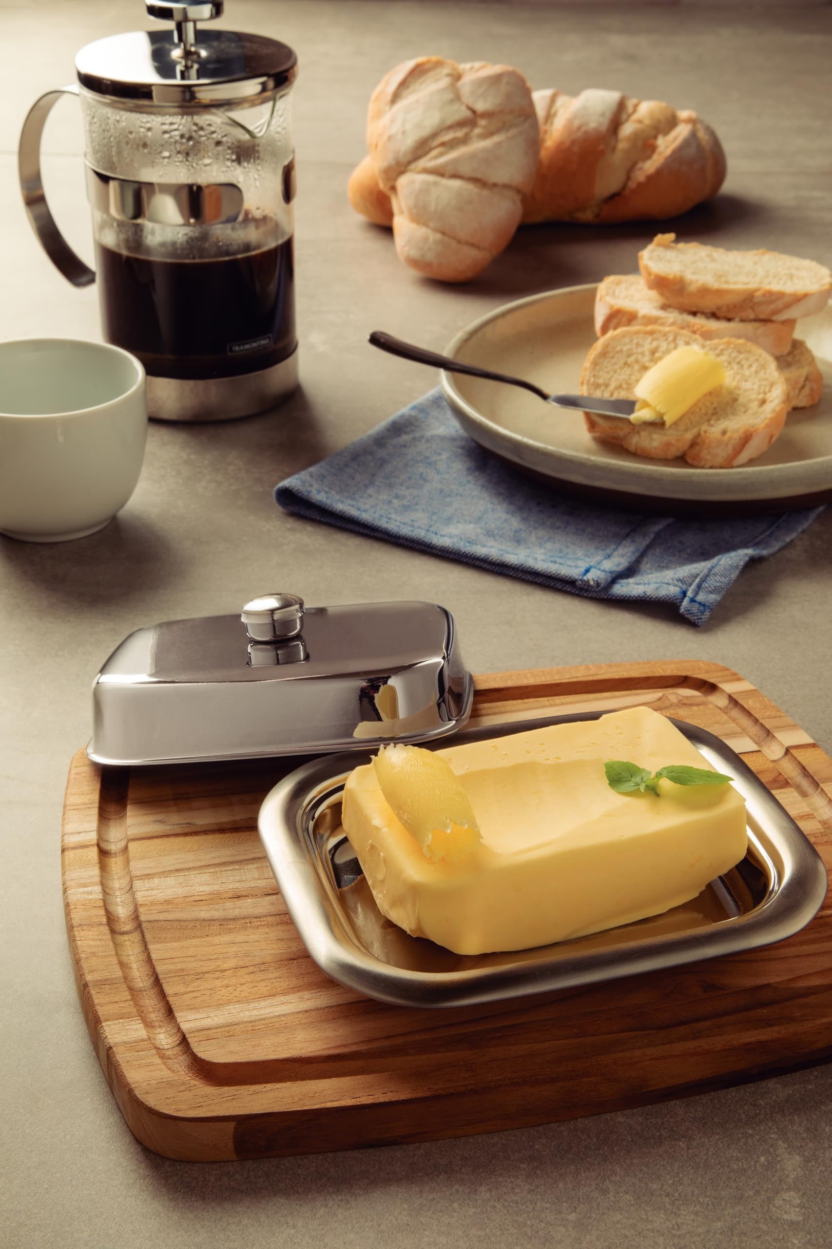 Tramontina rOTONDA butter dish 250 g stainless steel 18/10
