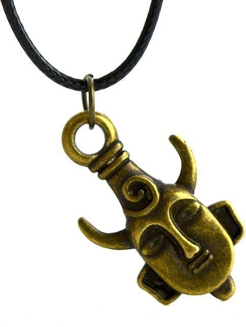 Beaux Bijoux Supernatural Jewellery - Dean Winchester and Jensen Ackles Inspired Amulet - Double Sided Mask Necklace (Bronze Tone)