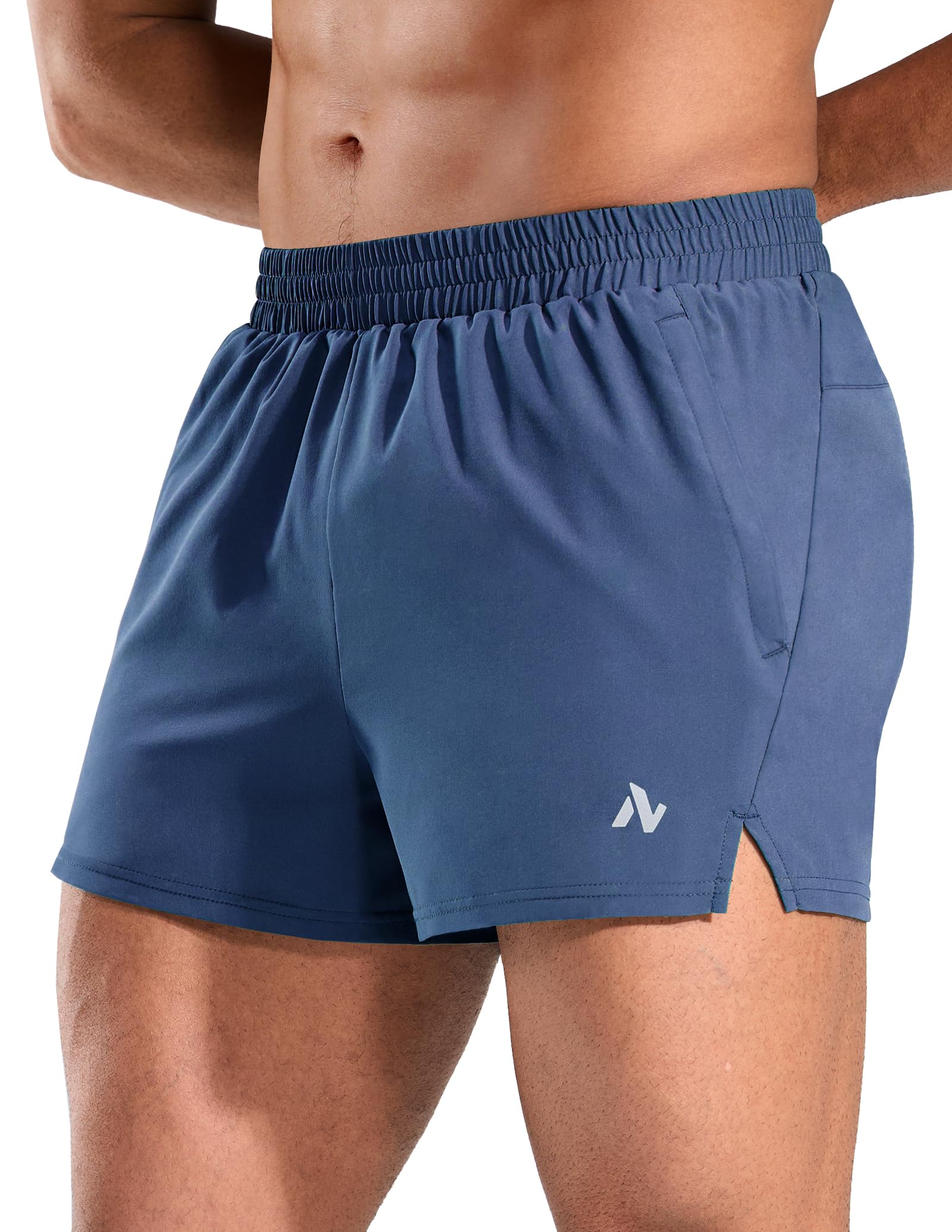 Nepest Men's 3" Running Short with Liner Quick Dry Lightweight Athletic Workout Gym Shorts with Zipper Pocket