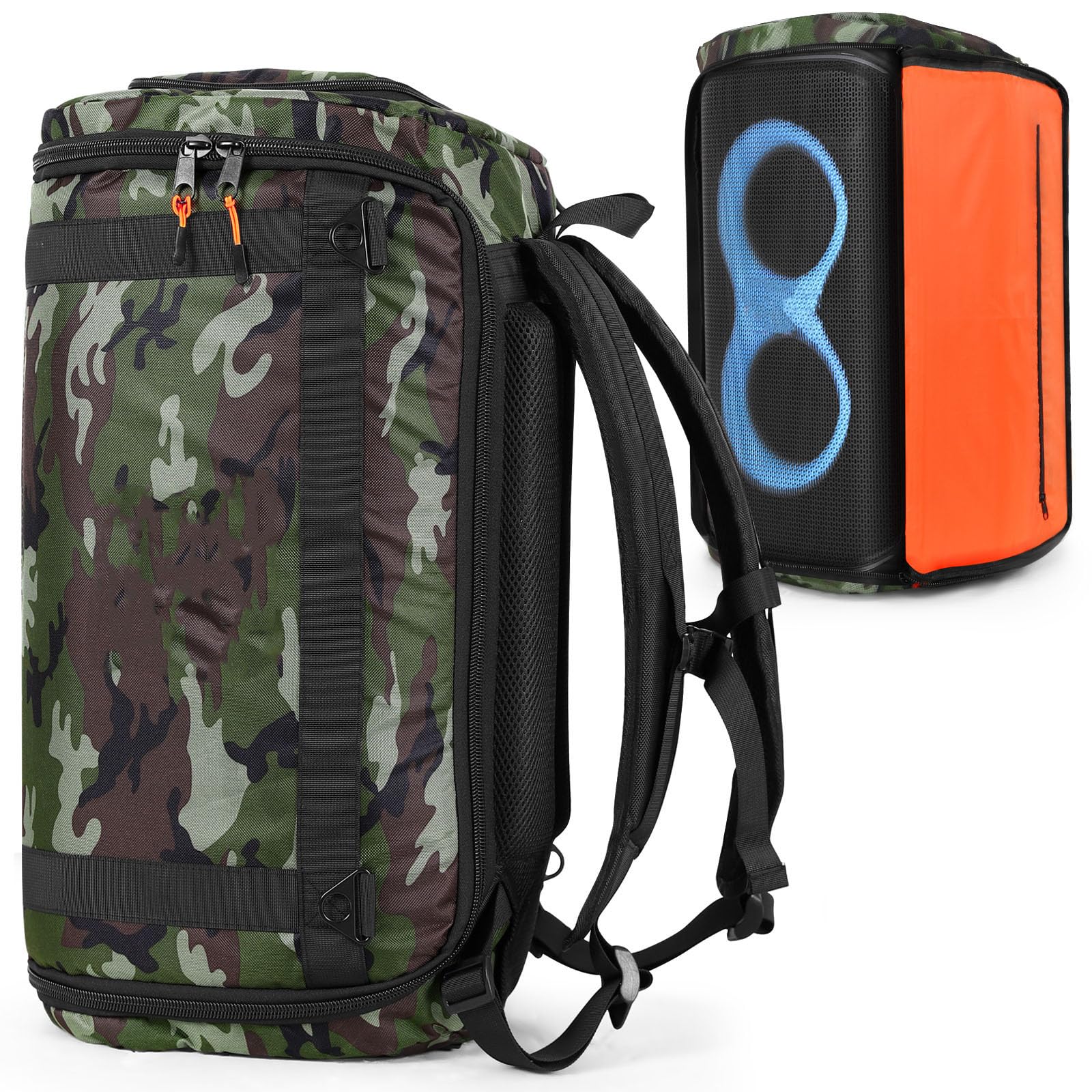 Funda de transporte para altavoz, mochila de viaje para altavoz portátil JBL PARTYBOX 120, bolsa de almacenamiento para accesorios de altavoces al aire libre, camouflage, Tropical