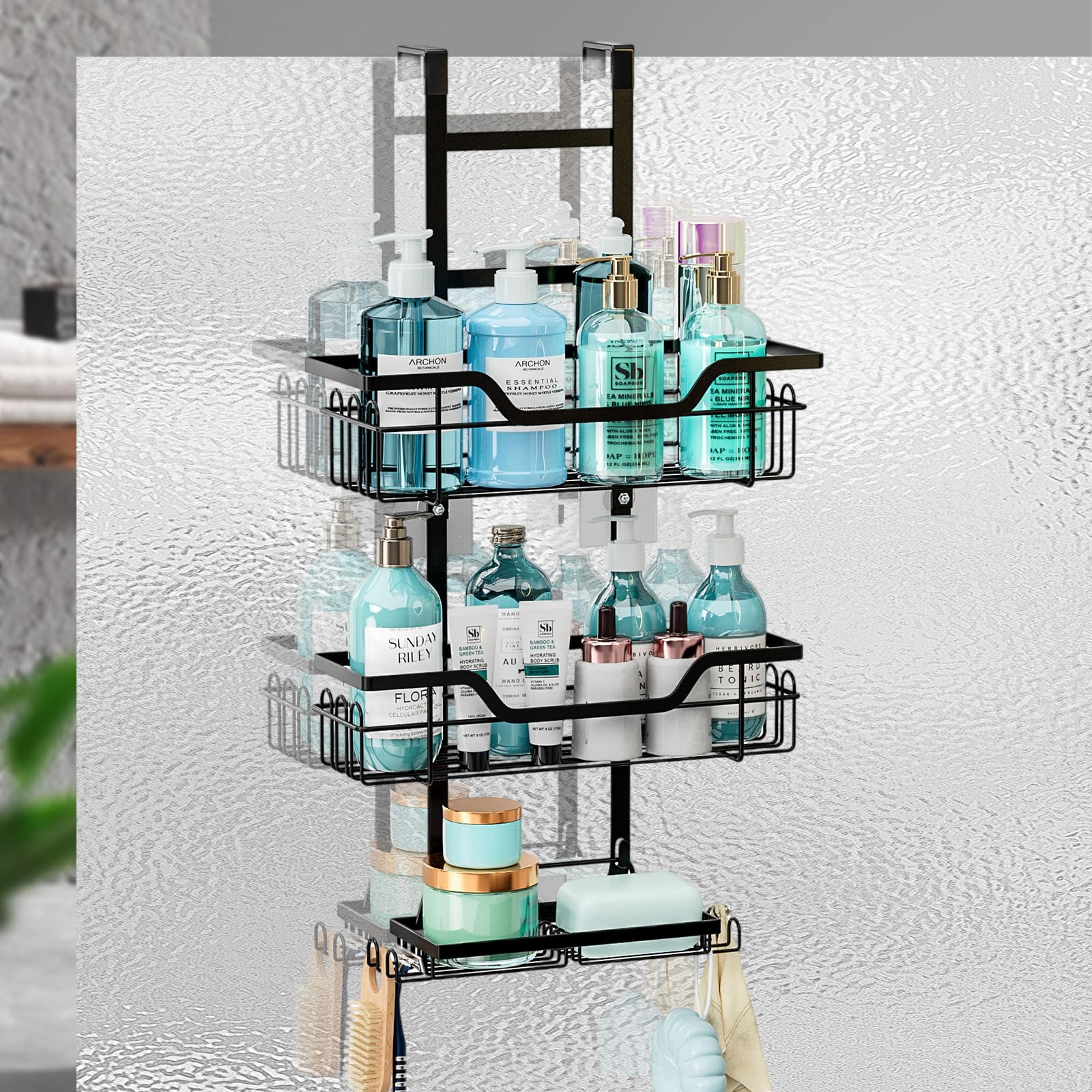 LLHONG Hanging Shower Caddy, 3-Tier Shower Organizer, Bathroom Shelves