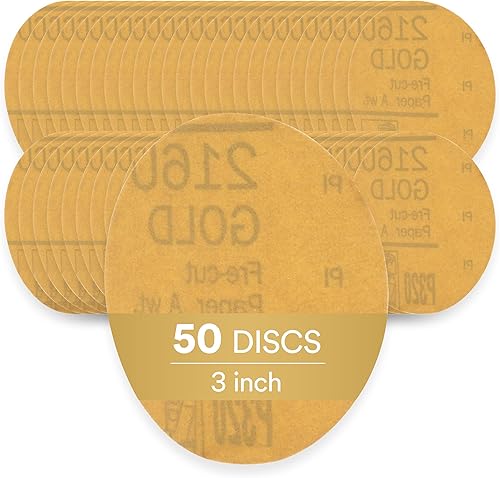 912 Hookit disco de arena P5A de 3" color oro de 3M, P320, 3, Dorado