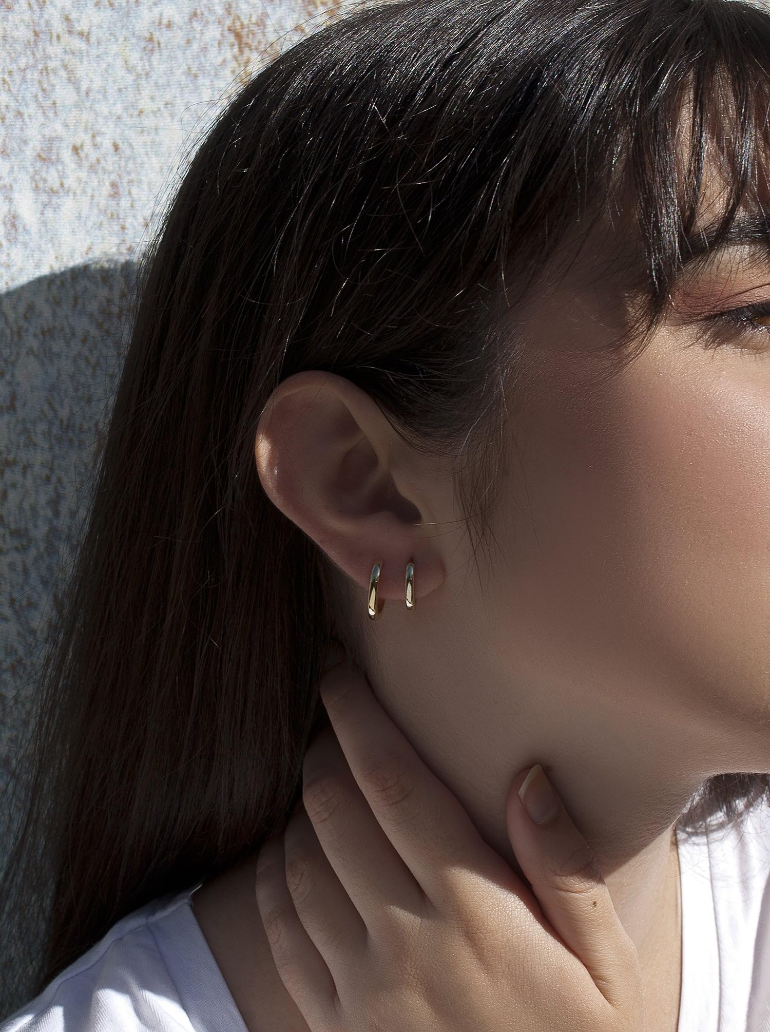 Pendientes aro pequeños de plata bañada en oro diseño ovalado