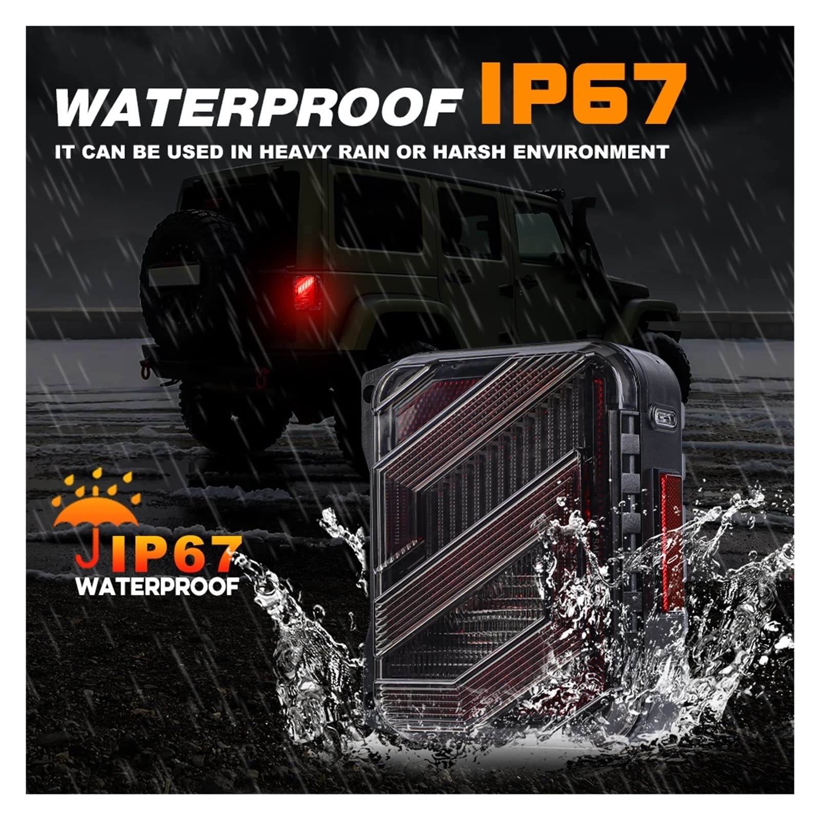 Tylne światła LED kompatybilne z tylnymi światłami Jeep Wrangler JK JKU 2007-2018 z DRL, kierunkowskazem, lampą cofania 20w 12V Taillamp (Color : US VERSION, Size : Black)