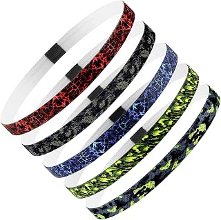 Thin Sports Headbands for Women, Men & Kids - 5 Pack Elastic Skinny Sweatbands, No-Slip Soft Hair Bands for Running, Workout, Yoga, Tennis, Basketball, Soccer, Football - Colorful