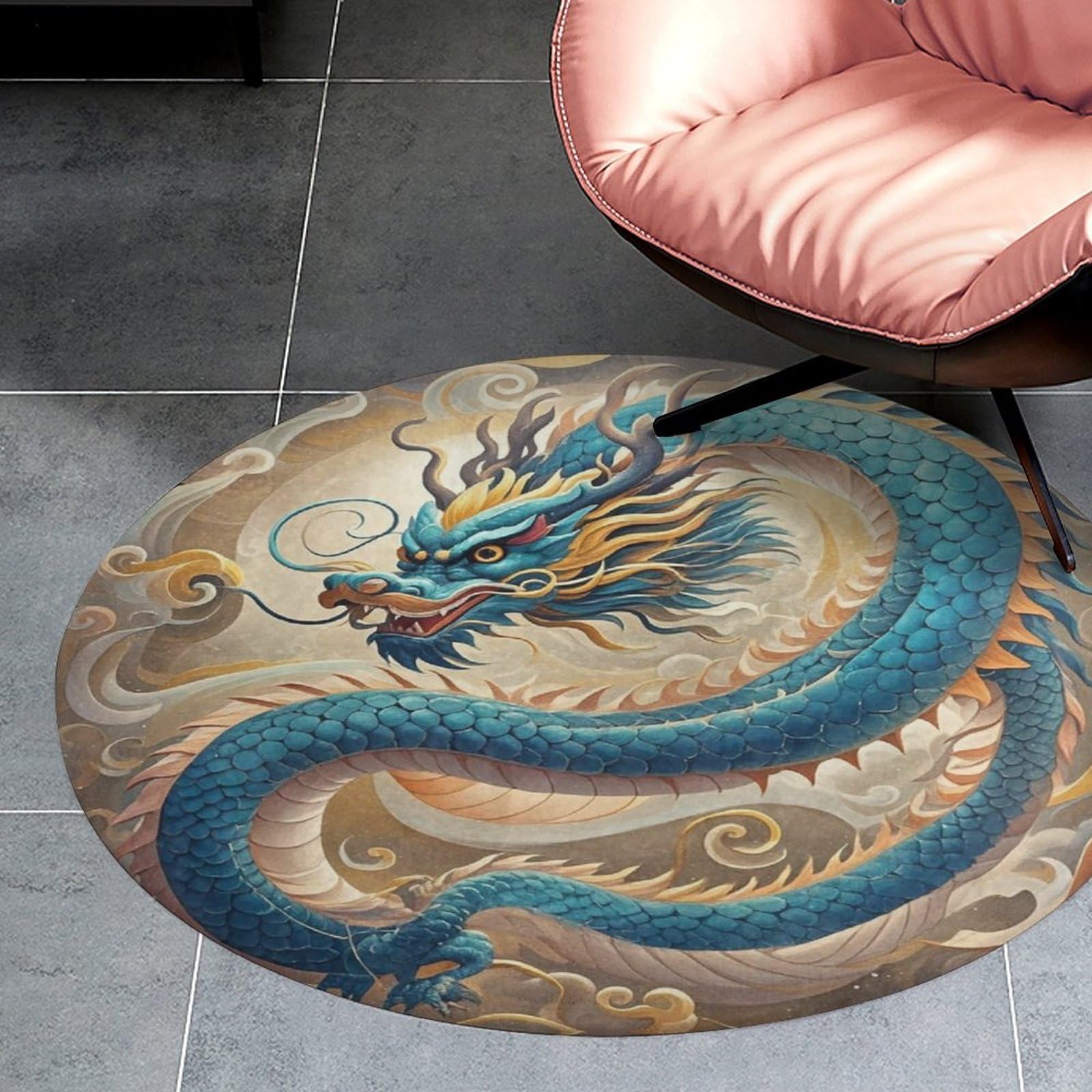 Tapis rond pour cuisine et chambre, velours de corail doux et antidérapant