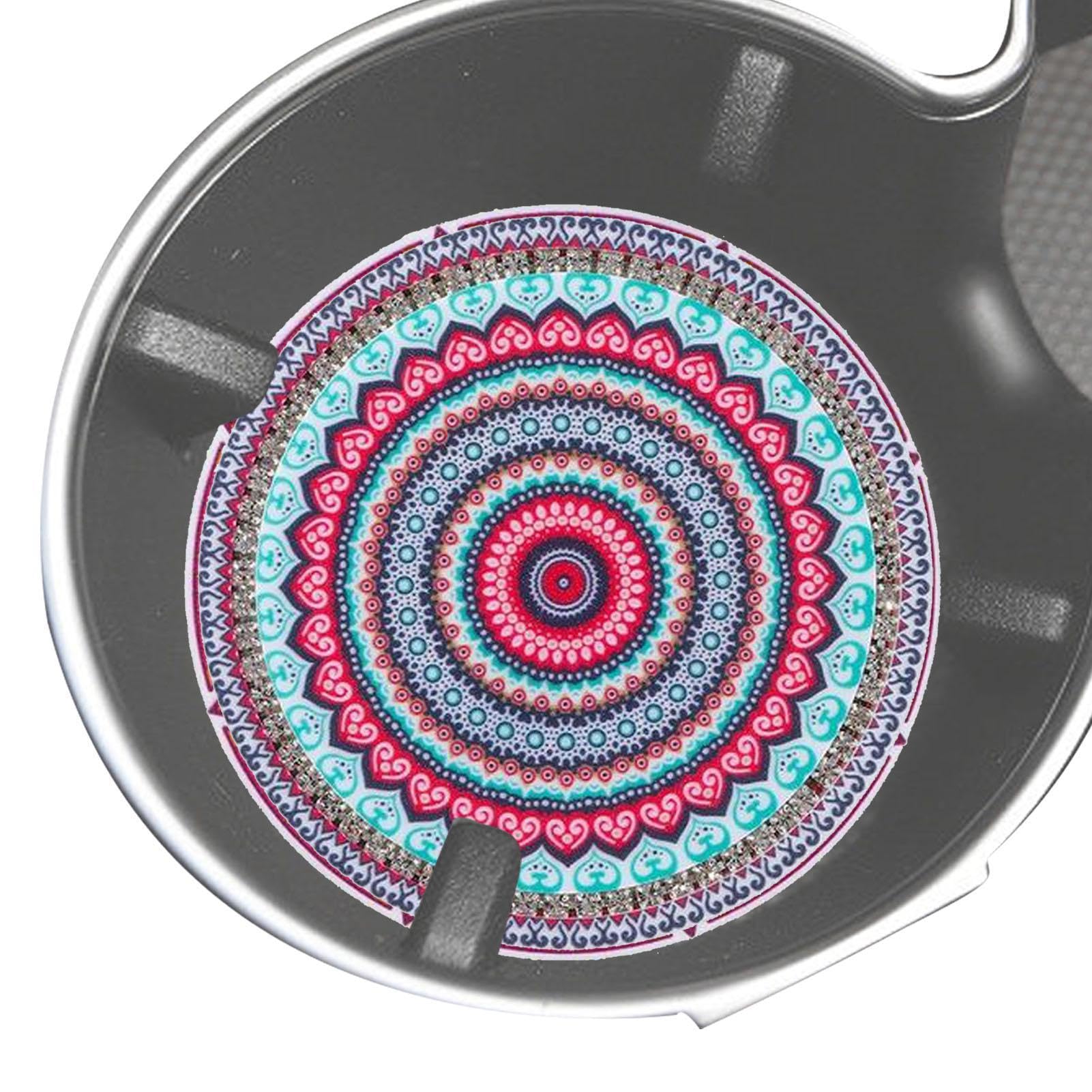 BELOMI Sottobicchieri Auto Con Cristalli E Strass: Set Da 4 Pezzi, Antiscivolo, Motivo Fiori Di Prugna, Diametro 7 Cm, Universale, Decorazione Auto Per Donna - 3