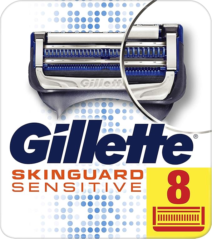 Gillette SkinGuard Sensitive Razor Blades, Pack of 8 Refill Blades ...