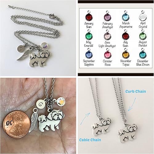Miniatura 5 de Collar personalizado Shih Tzu con inicial y piedra natal opcional, regalo conmemorativo del perro Lhasa Apso