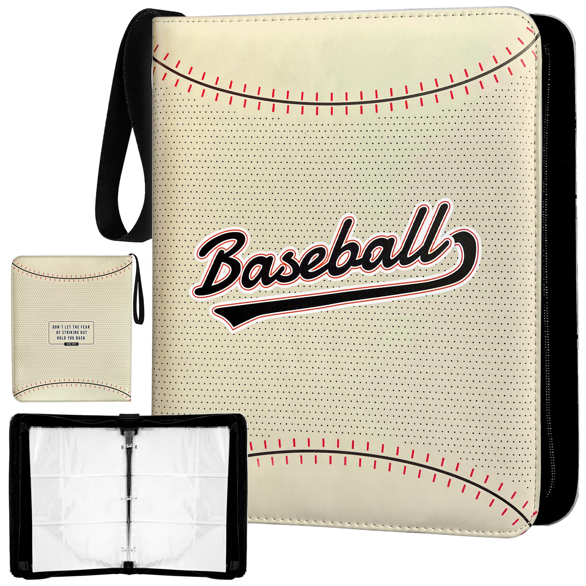 PU Leather Baseball Binder 11x13", "Holds 900 Cards, 50 Sleeves - Organizer & Storage