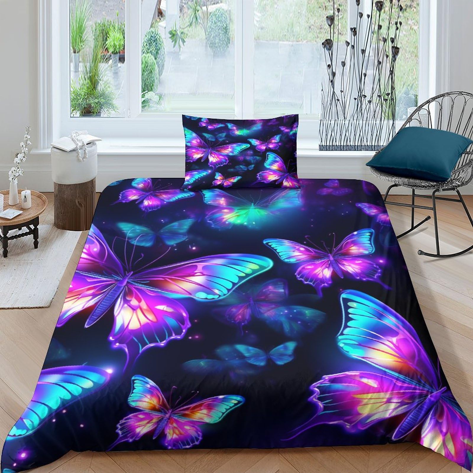 Housse de couette papillons 3D pour transformer votre chambre single en un cocon de douceur