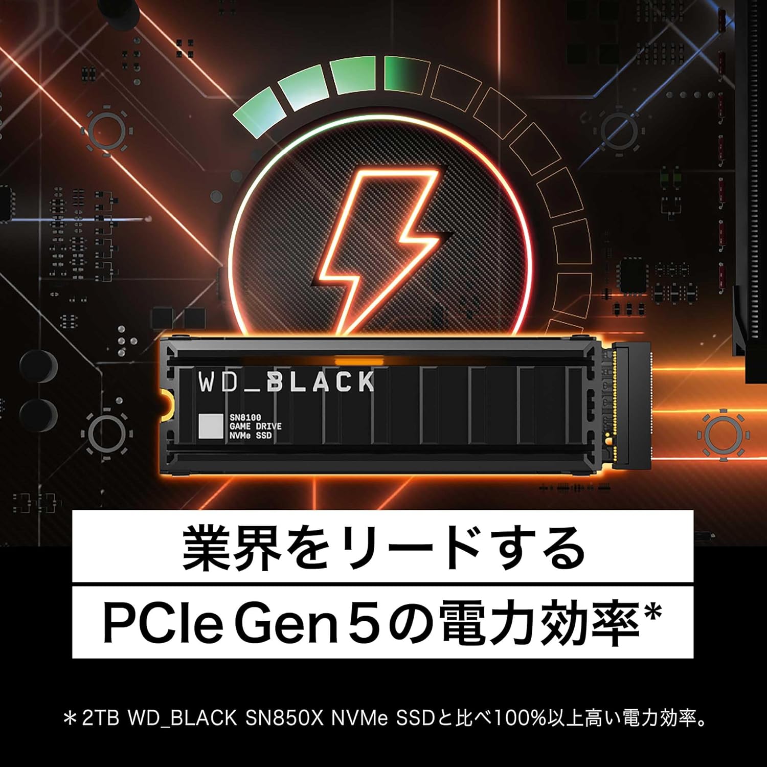 SanDisk WDS200T1XHM-EC Internal SSD 2TB WD_Black SN8100 M.2-2280 NVMe PCIe Gen5.0 x4 Heatsink Built-in RGB Lighting Maximum Transfer Speed 14,900 MB/s Gaming PC