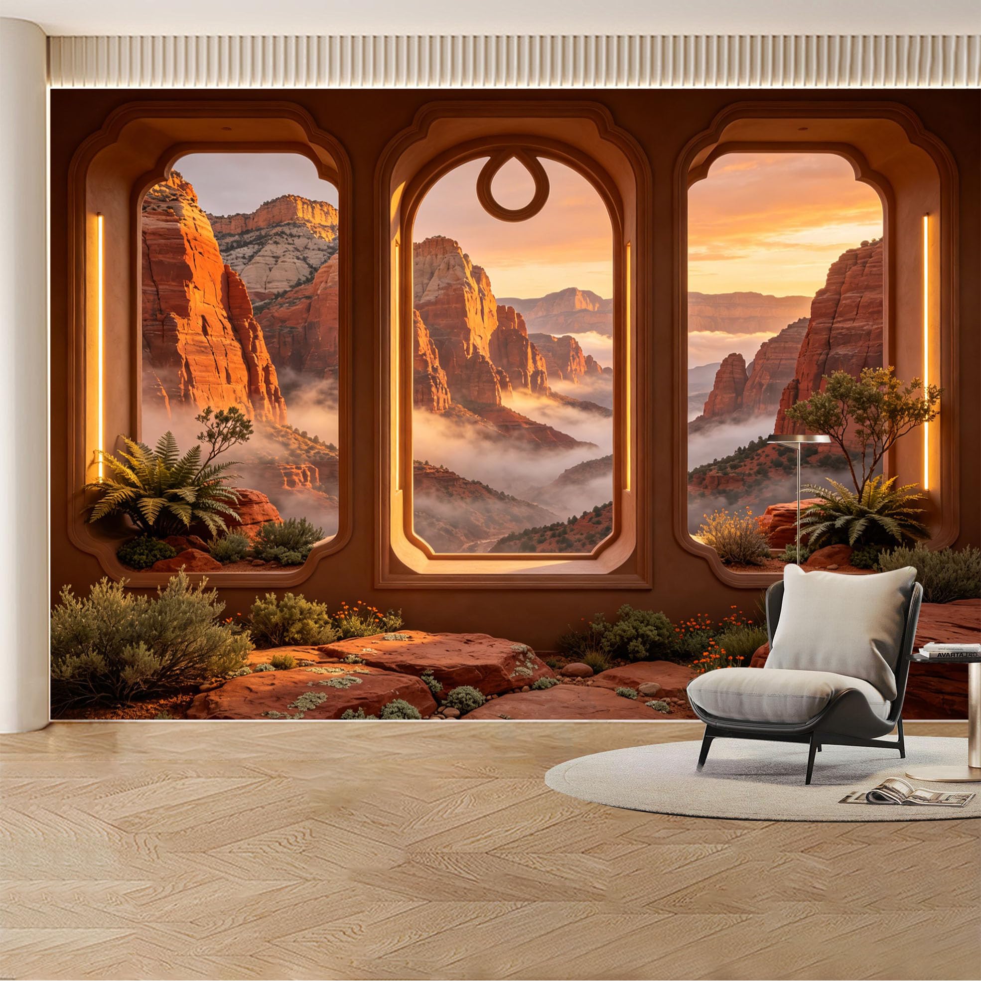 Custom Wall Mural Wallpaper Desert Canyon Landscape Nature Large Wall Art Wall Decor Mural Design Sunset Southwestern Removable SelfAdhesive Large Photo for Living Room， Bedroom， Office