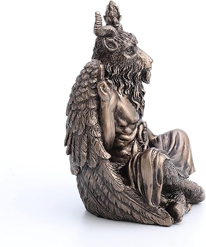 Miniatura 5 de Veronese Design 4 3/4" Estatua de Baphomet sentado meditación pose escultura resina escultura pintado a mano acabado