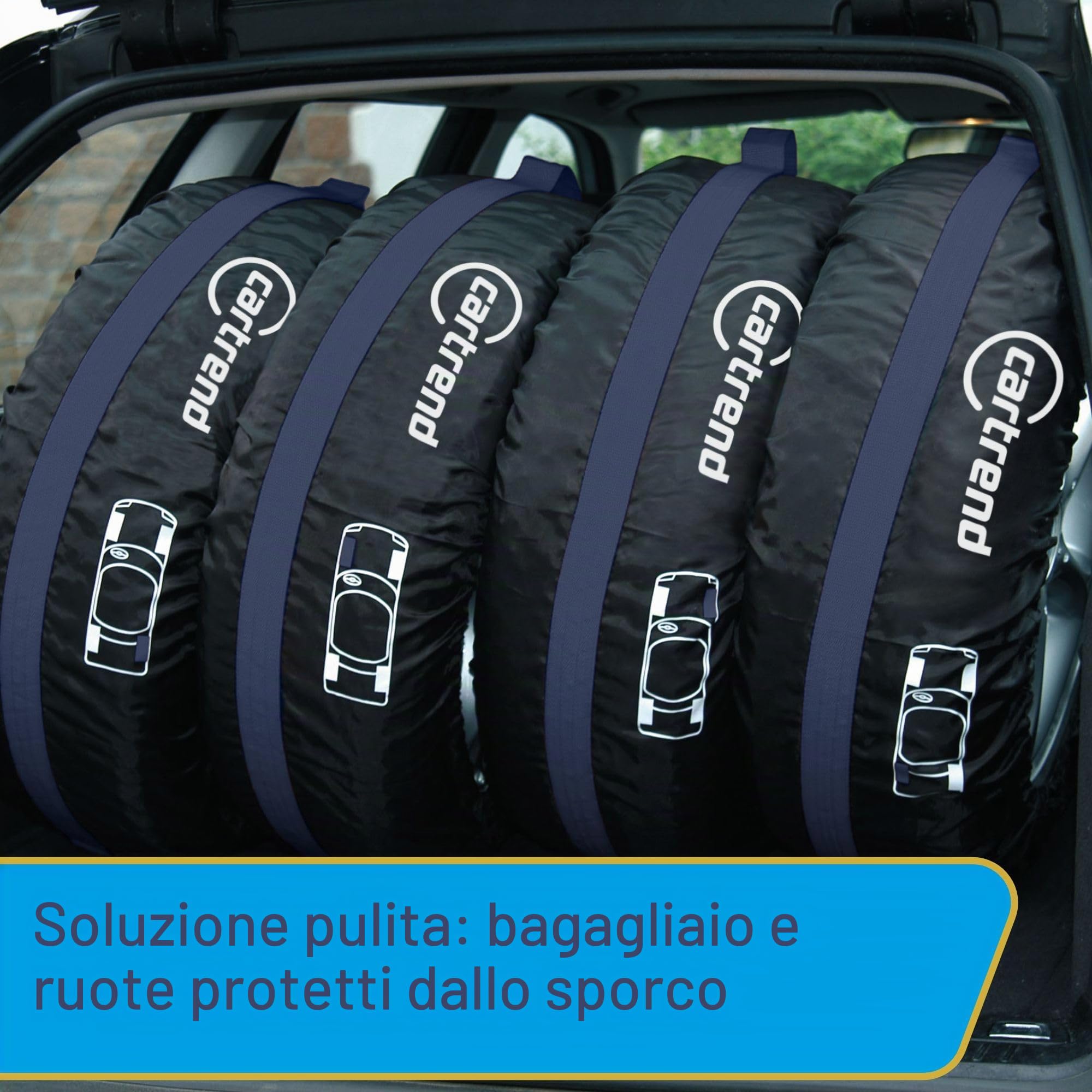 Unitec 75555 - Set borse porta gomme con tracolla, Per pneumatici auto da 33 cm (13") a 46 cm (17"), 4 pezzi