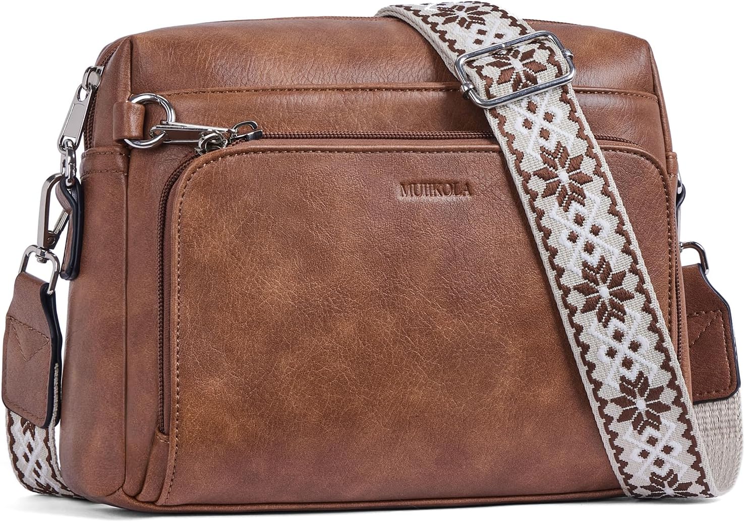 MUIIKOLA Schoudertas voor dames, crossbody tas voor dames, klein, veganistisch leer, schoudertassen voor dames met verstelbare schouderriem, A-zwart, 18.5 centimètres, Crossbody