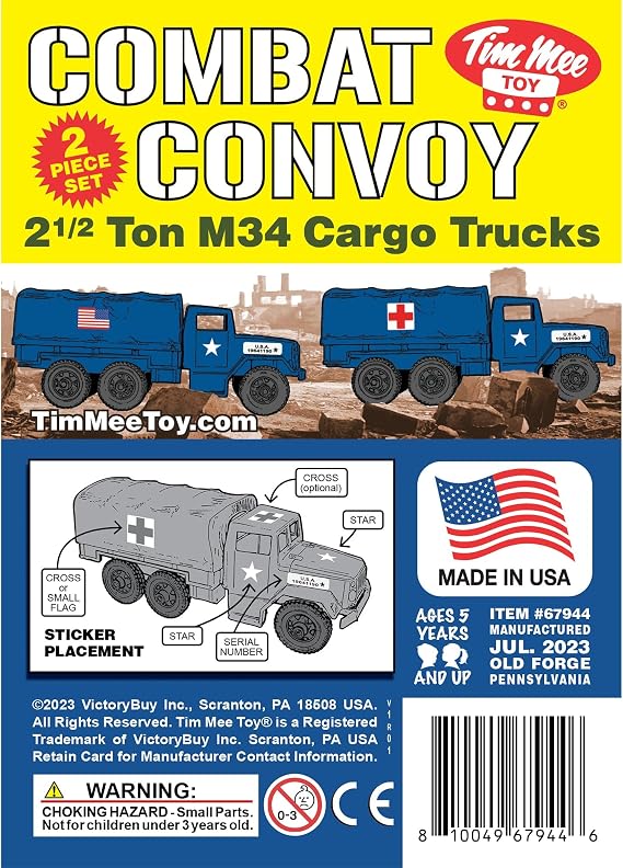 TimMee Plastic Army Men Trucks - Blue M34 Deuce and a Half Cargo Vehicles US Made