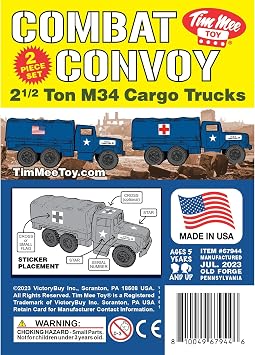 TimMee Plastic Army Men Trucks - Blue M34 Deuce and a Half Cargo Vehicles US Made