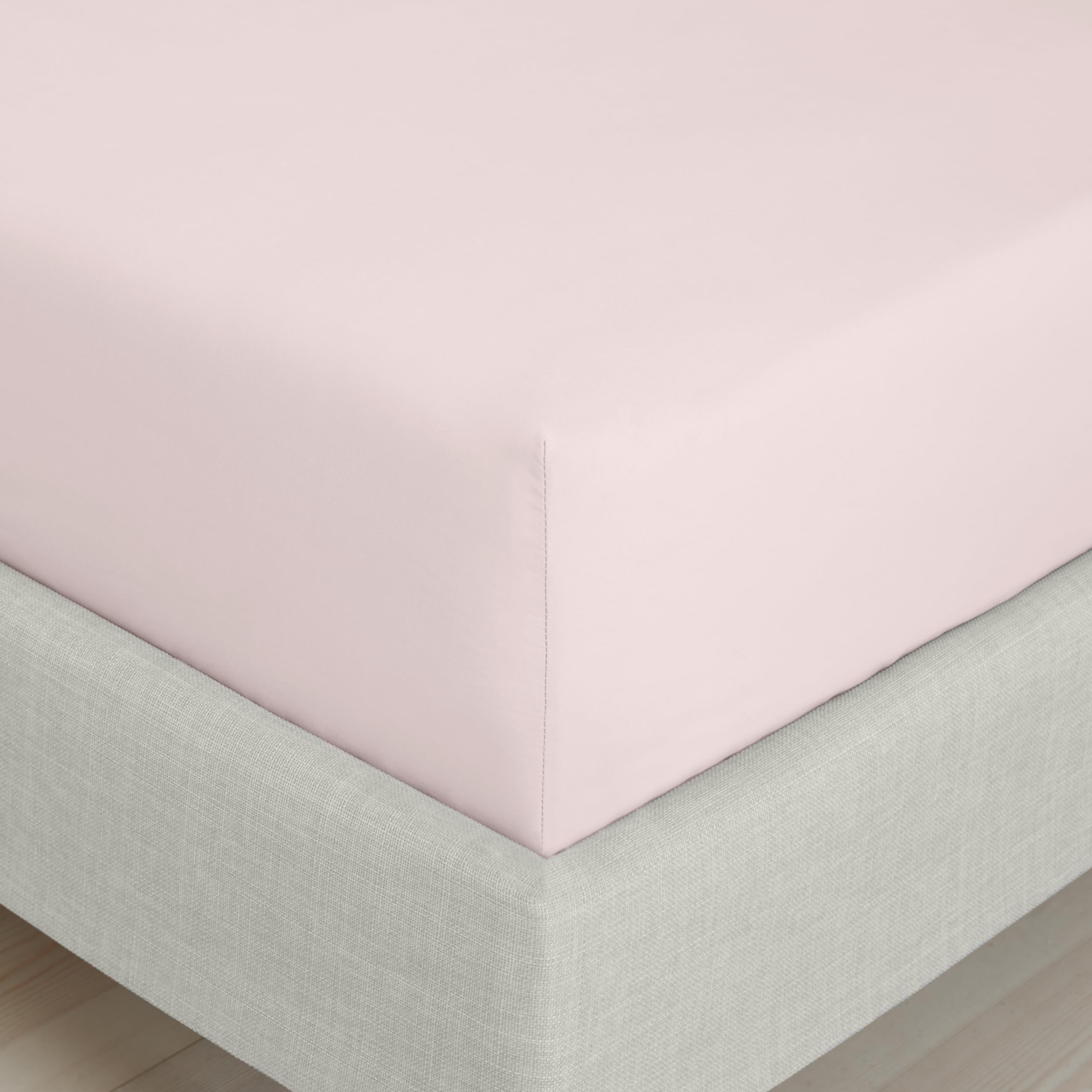 Bianca Fine Linens Bedroom 200 Thread Count Cotton Percale Double Fitted Sheet 32cm Depth Blush Pink