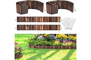 4 Pcs Wood Landscape Edging with Gloves