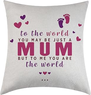 Mother Gift To The World You May Just Be A Mum But To Me You Are The World Pillowcase Decorative Cushion Cover Linen Sofa Pillow Case Mom Pillow Cover 18”x18” (To the world)