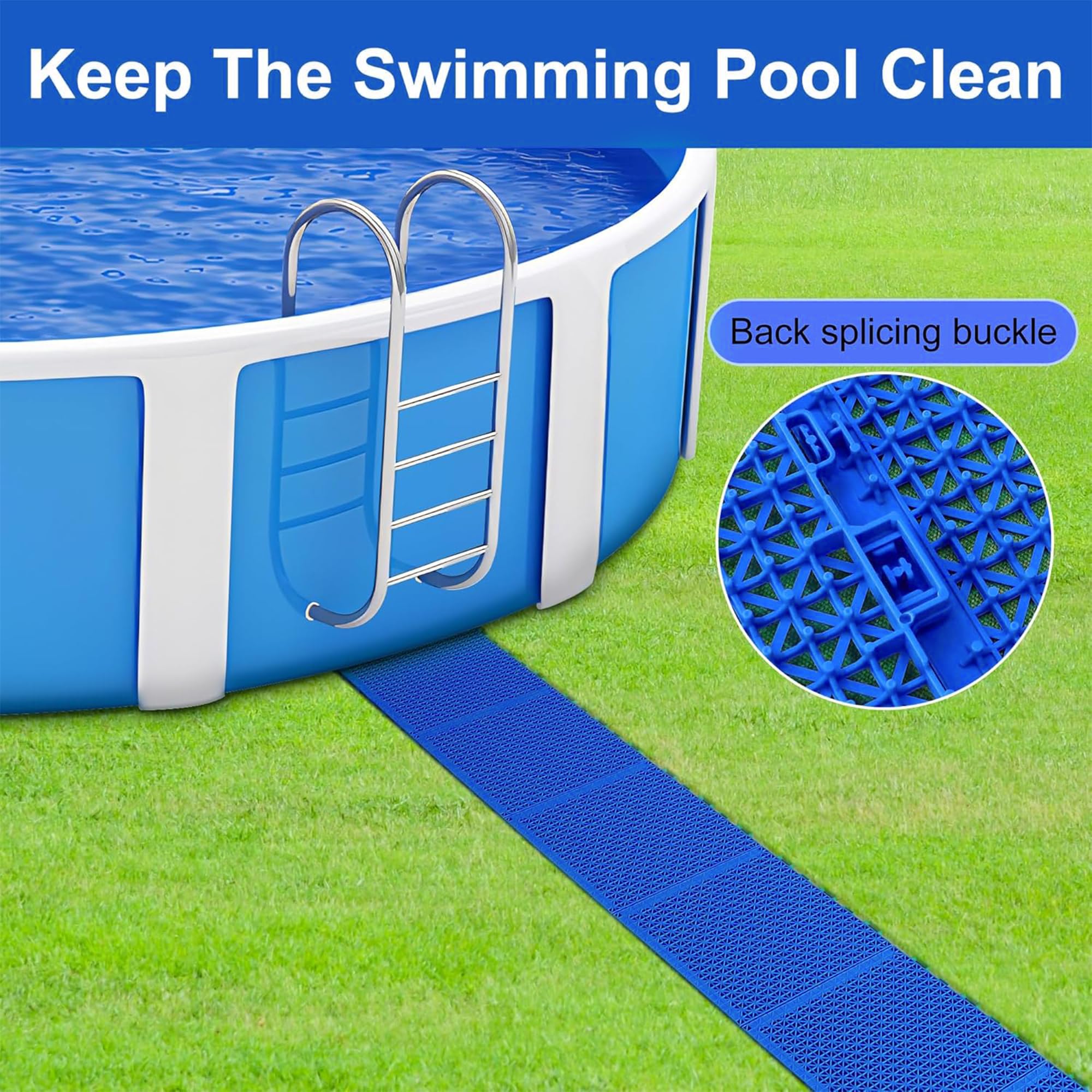 16 Pcs Modular Interlocking Cushion- 10.3" x 10.3" Splicing Above Ground Pool Floor Protectors- Non-Slip Pools Spas Floor Mat Pathways from the Pool to the Porch — Amazon image 6