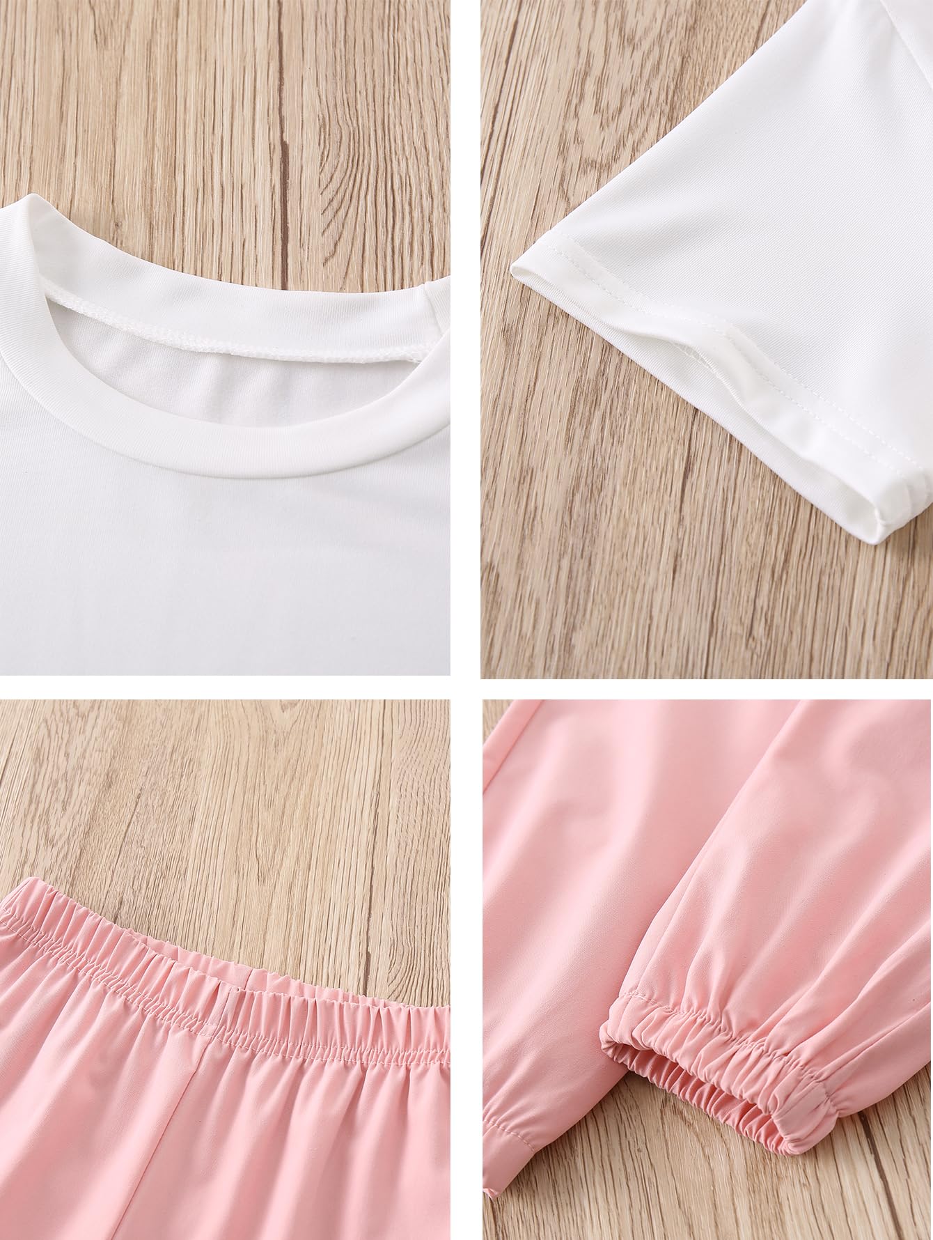 Conjunto de 4 piezas para niñas, camiseta estampada de manga corta y pantalones 4-12 años