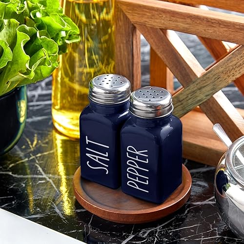 Miniatura 4 de Juego de saleros y pimenteros azul marino, bonito salero de cristal para cocina y mesa, RV, campamento, barbacoa, decoración de cocina azul y