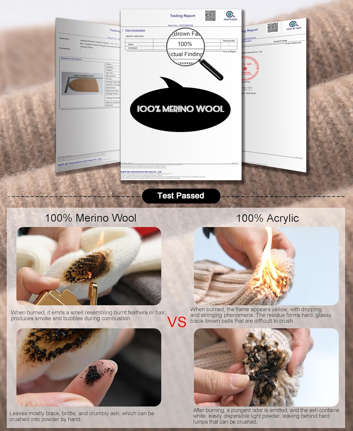 jaxmonoy 100% Merino Wool Knit Winter Beanie Hats for Women Men Soft Warm Double Layer Slouchy Knitted Beanie Skull Cap - Image 7