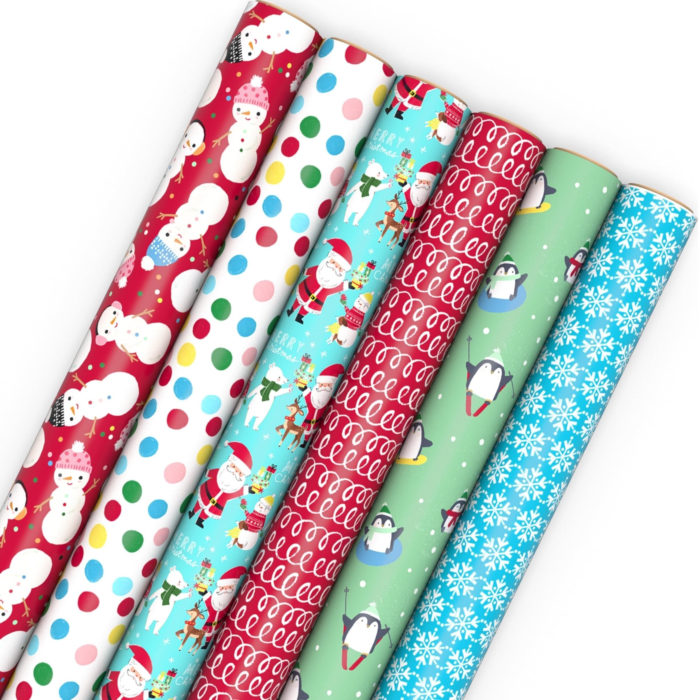 Hallmark Geschenkpapier-Set für Weihnachtsfeiertage mit Schnittlinien