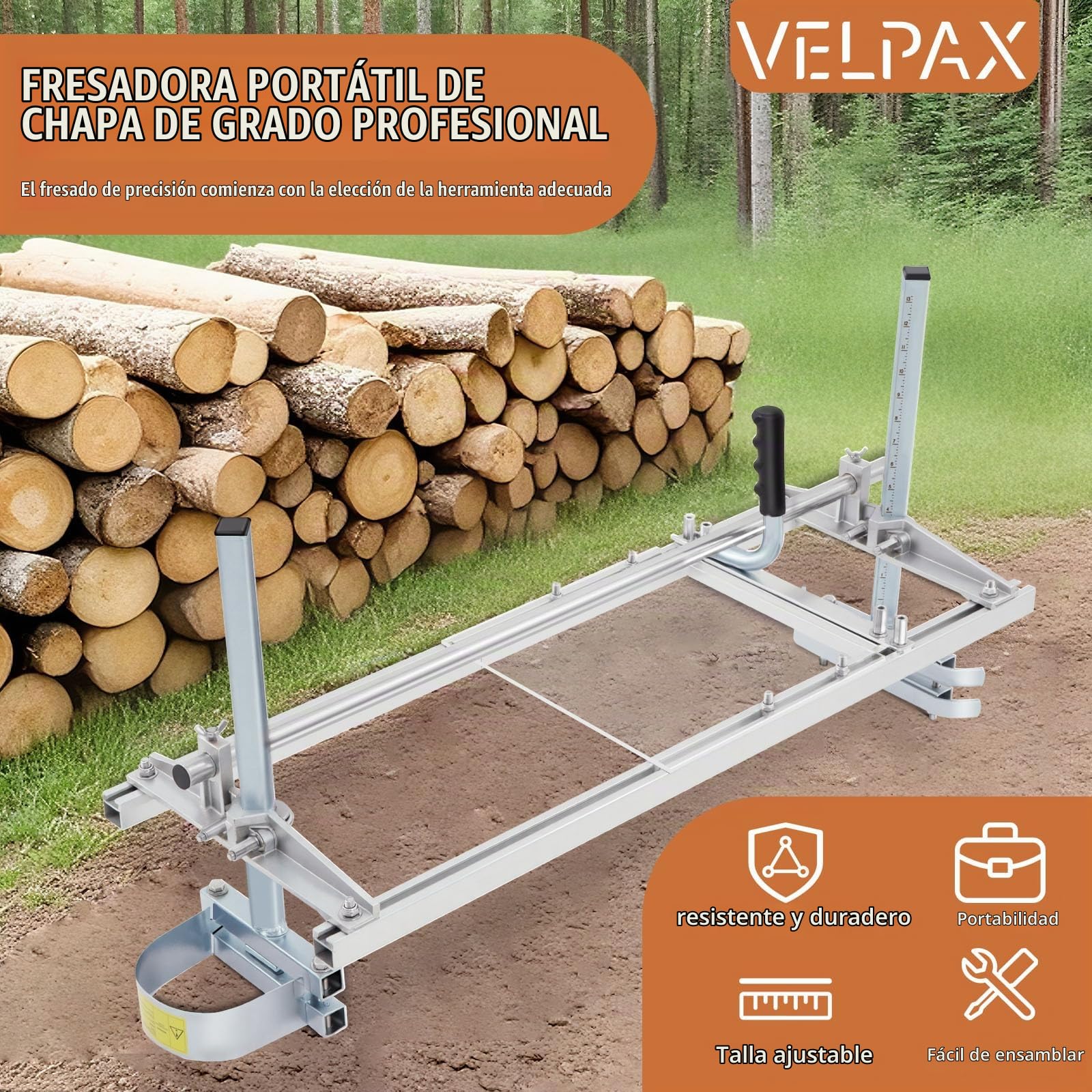 Aserradero Portátil 350-920 mm (14-36") - Corte Preciso 5-300 mm, Barra Guía Acero Galvanizado de Motosierra Portátil de Acero de Aluminio Chainsaw Mill para Construcción y Carpintería