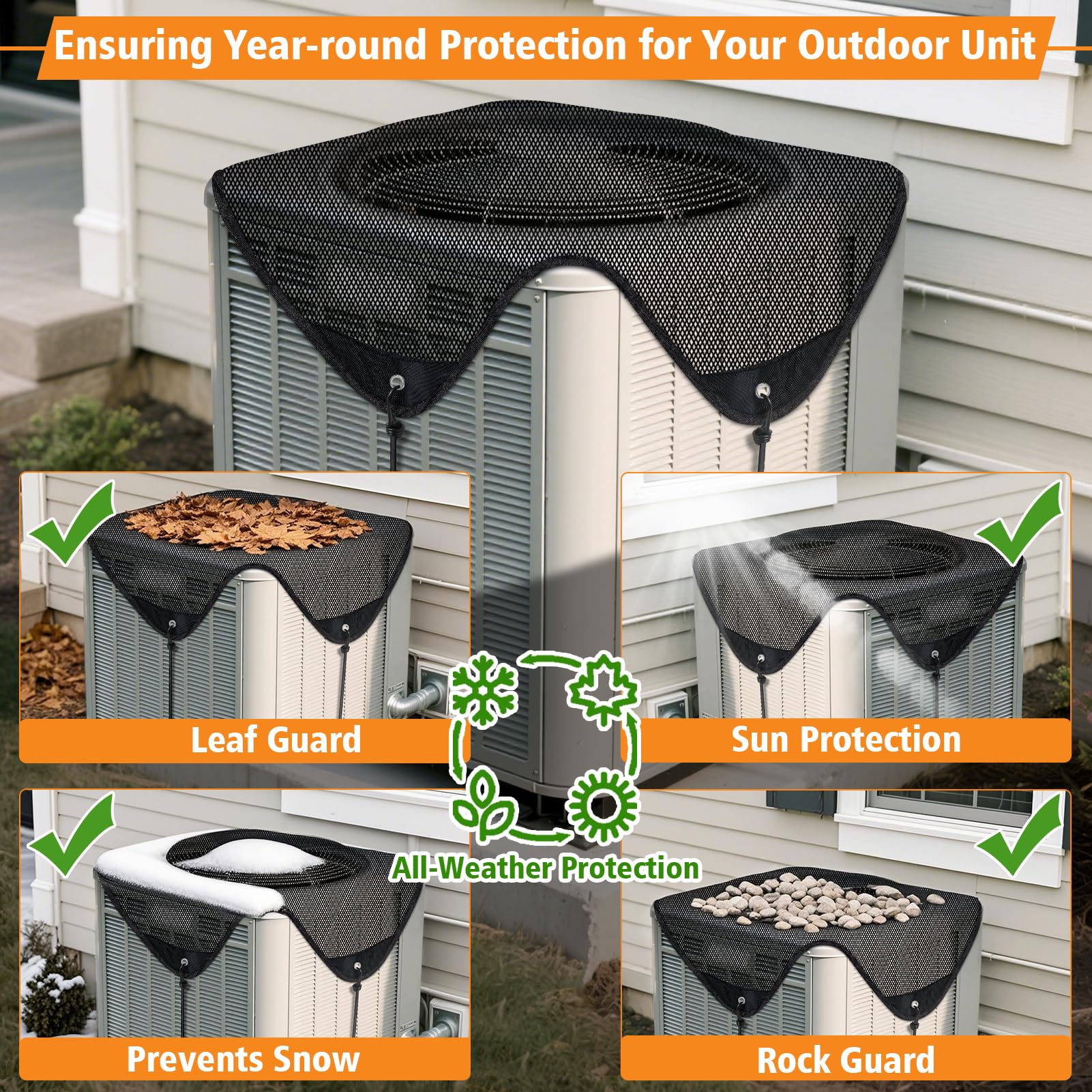 Housse De Protection Climatiseur Extérieur - Imperméable Anti-UV Anti-Poussière - Taille 80x30x57 Cm - Avec Cordon De Serrage - Pour Toute L'Année
