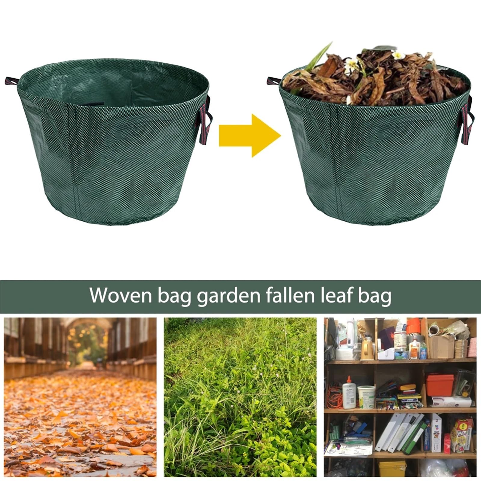 6 pz 50L Pattumiera Impermeabile Tote Contenitore for Detriti Riutilizzabili Bidoni for Rifiuti Da Giardino Con 4 Manici Pieghevoli for Fiori Siepe per Foglie Rifiuti
