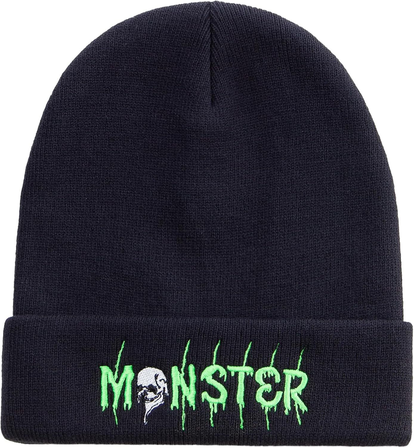 e4Hats.com Skull Monster Embroidered 12 Inch Long Knitted Beanie
