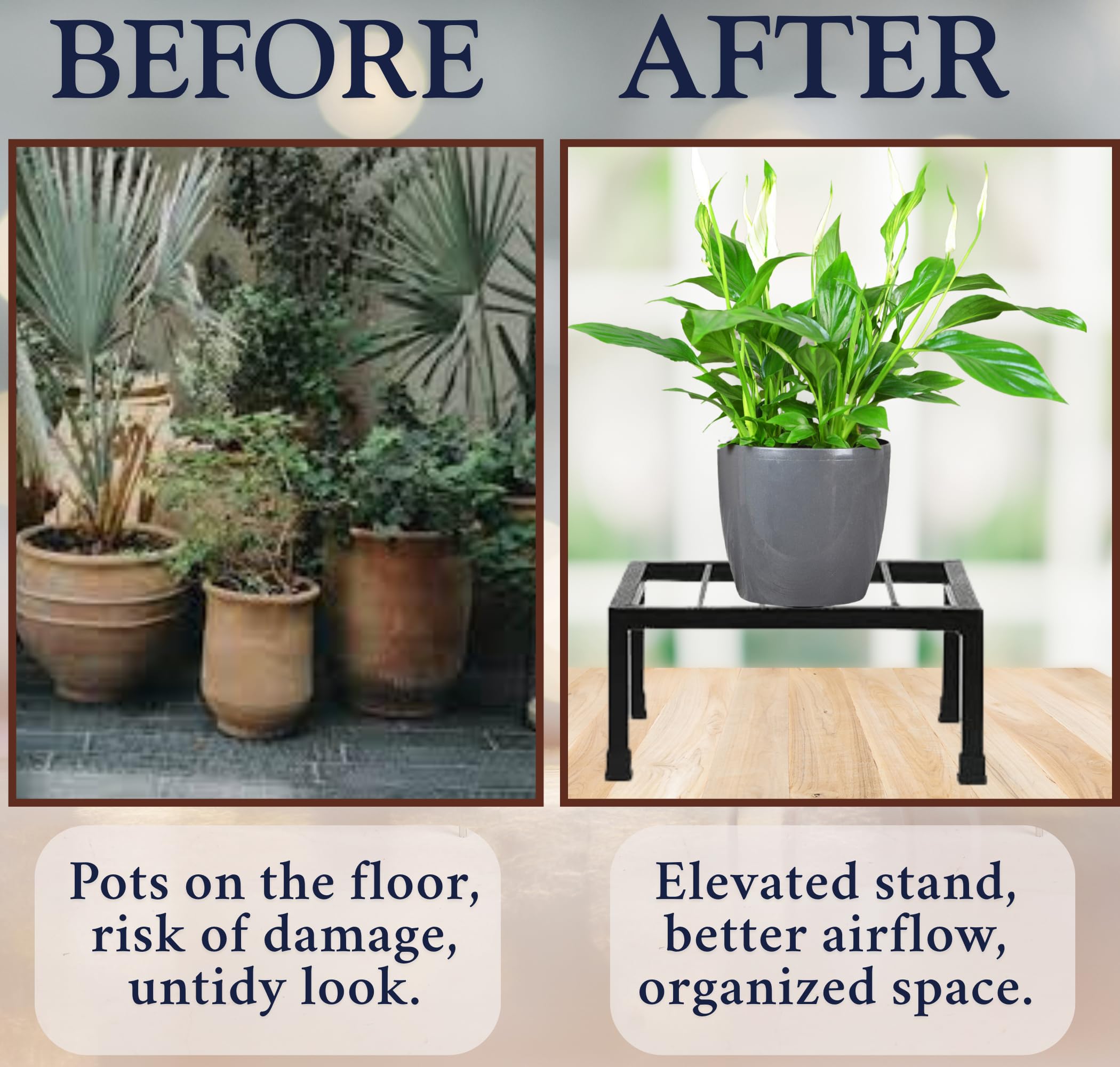 Niyara || Metal Planter Stand || Plant Stand for Pots|| Outdoor Plant Stand for Home Balcony Garden etc (Set of 2) 2