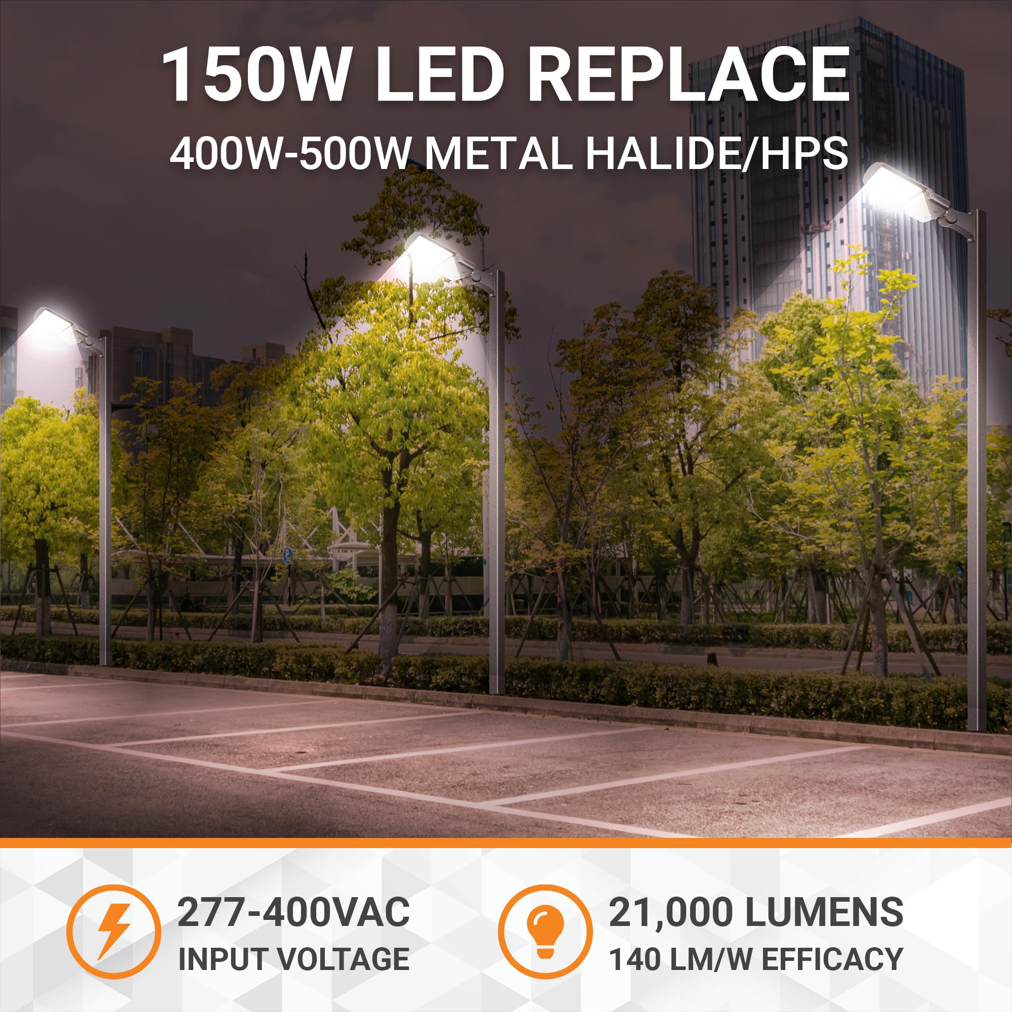 LED投光器　22300lm 150W/120W/80W LED Parking Lot Light Fixture with Adjustable Direct