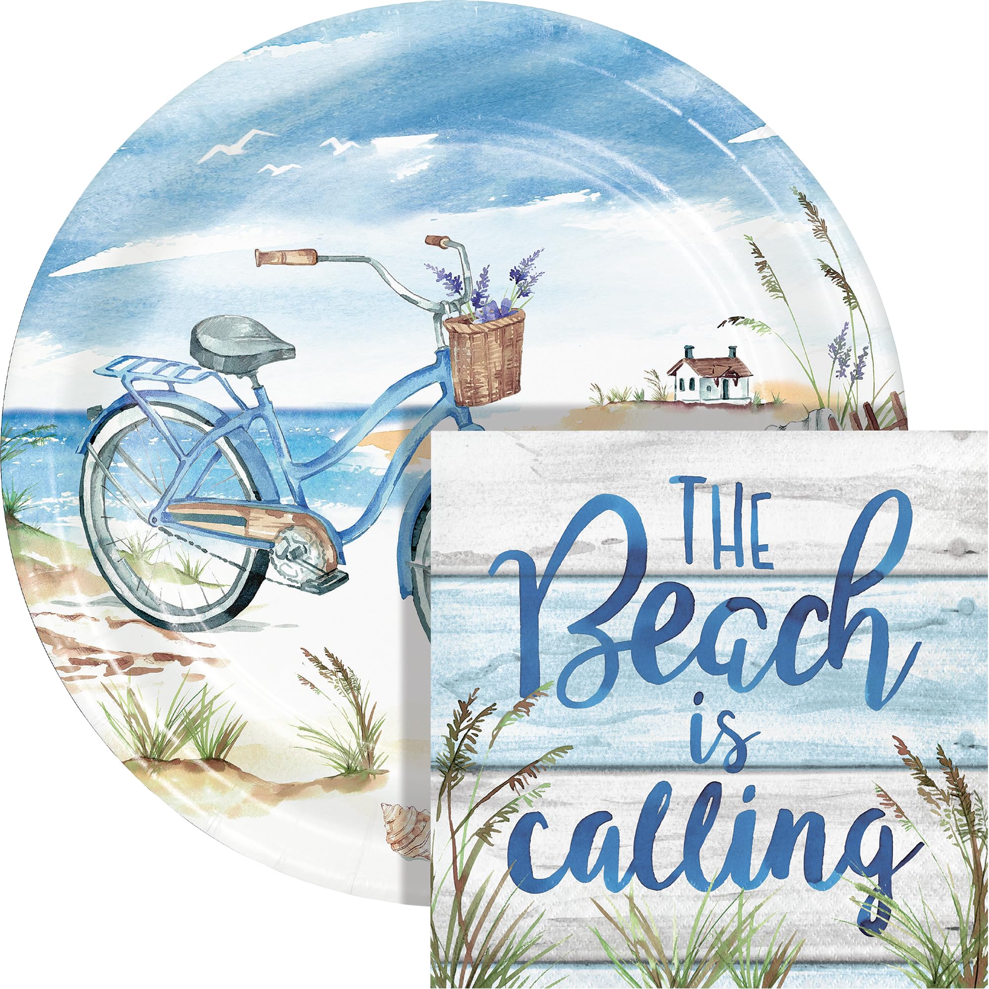 Seaside Summer Plate and Napkin Dinnerware Set, Serves 16