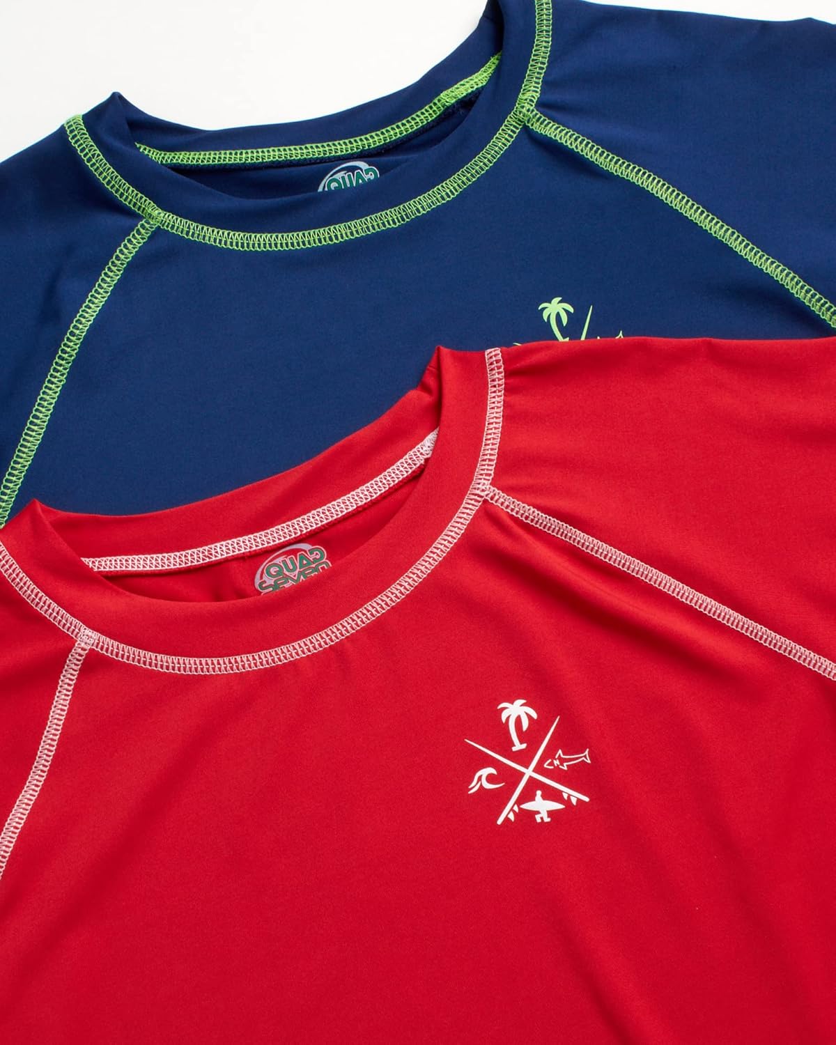 Quad Seven Boys Swim Shirt - 2 Pack Quick Dry Sun Protection Short Sleeve Rash Guard for Boys Youth Kids Swimwear (2T-18) - Image 3