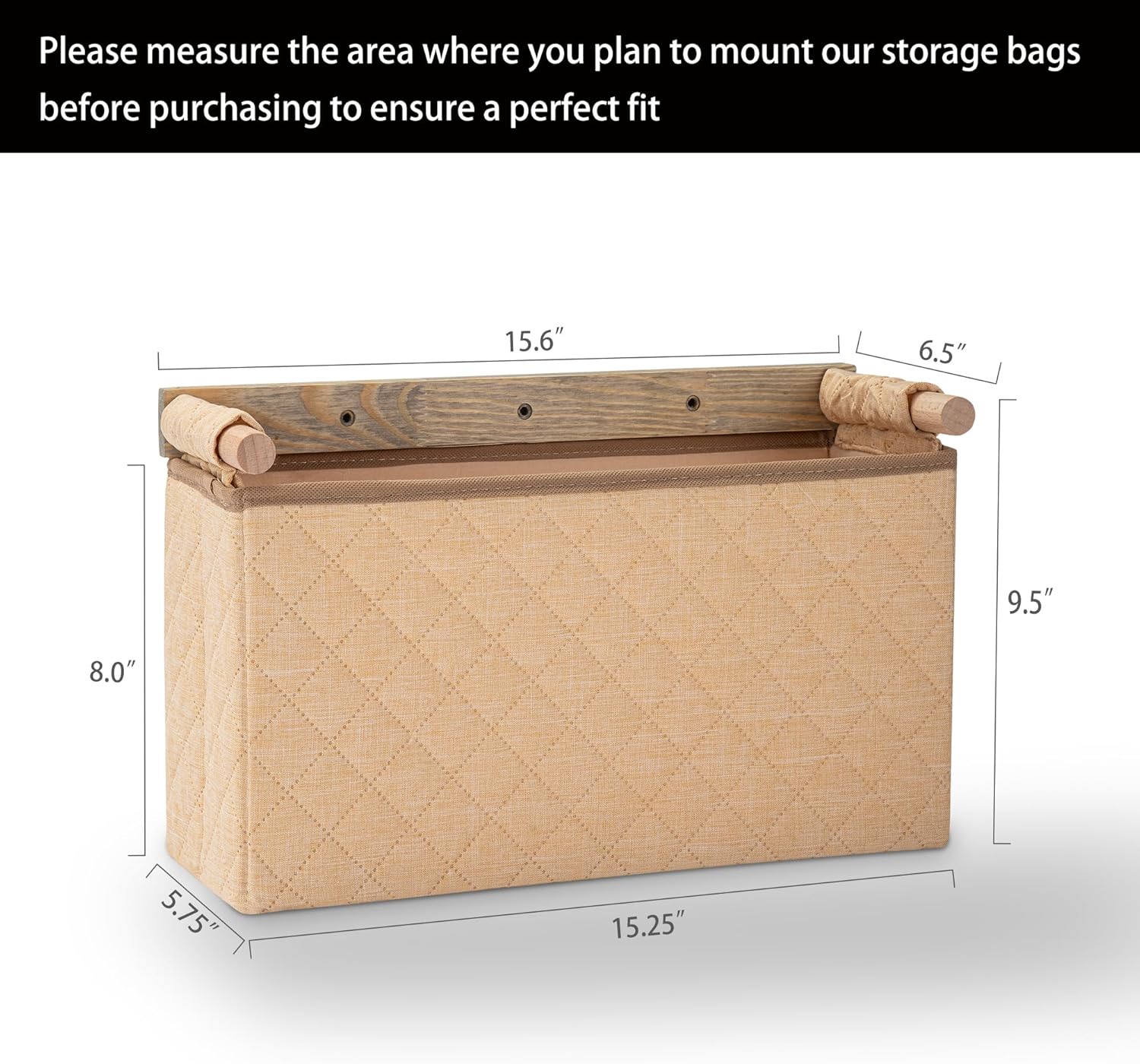 Besuerte Wall Hanging Organizer Bag Set of 2, Wall Mounted Laundry Hamper, Hanging Baskets For Organizing Toilet Paper, Clothes, Socks In Bathroom, Bedroom, Laundry Room, Living Room (Small, Beige)