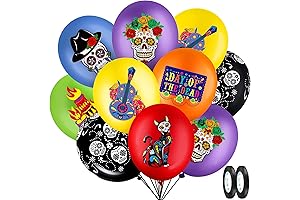 50 Pcs Day of the Dead Balloon Fiesta Pinata with Skull Charm