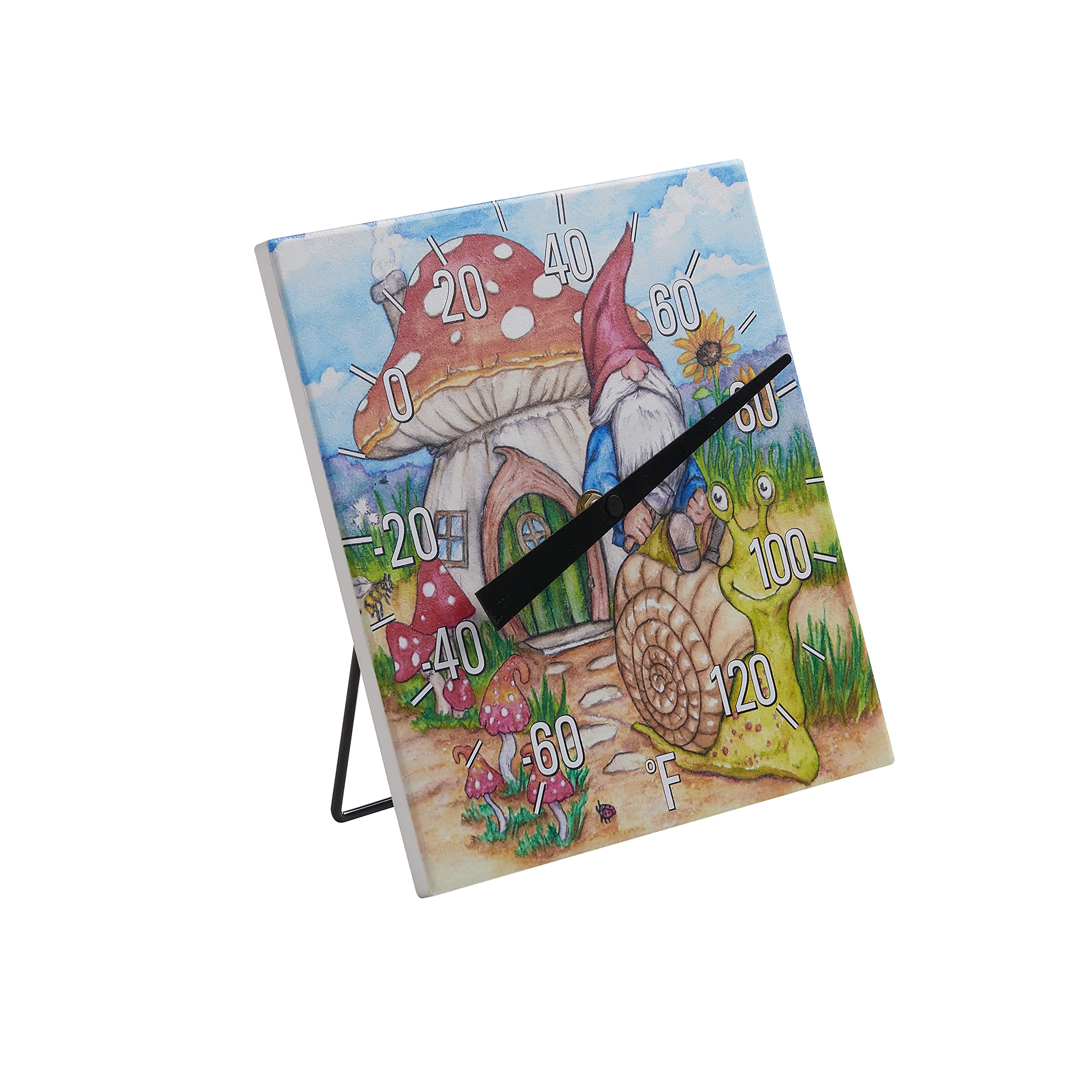 Taylor Termometro da tavolo, 20,3 cm, multicolore, acquerello-gnomo giardino, 20,3 cm