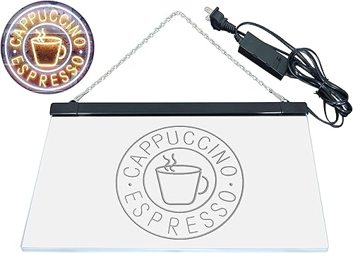 Miniatura 9 de ADVPRO Cappuccino - Letrero de neón LED de doble color, color blanco y amarillo, 16 x 12 pulgadas, st6s43-i0329-wy