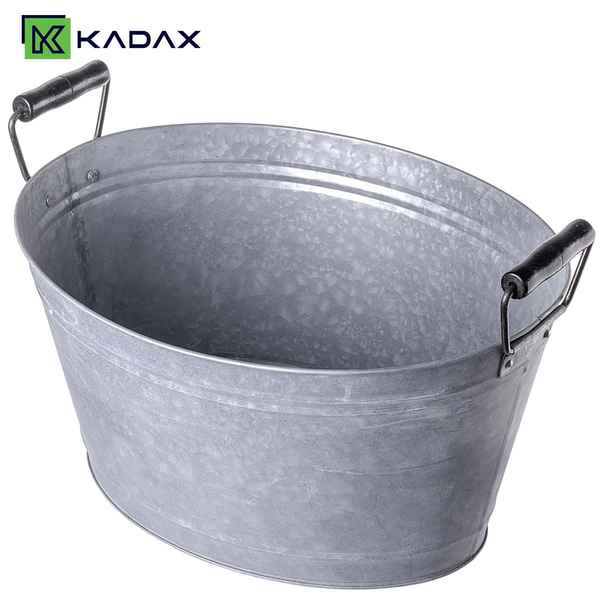 KADAX Lot de 4 bacs en zinc en 4 tailles : 6 l, 13 l, 19 l et 38 l, bac à plantes en acier galvanisé, idéal comme étang de jardin, bac à fleurs et seau à boissons (argenté)