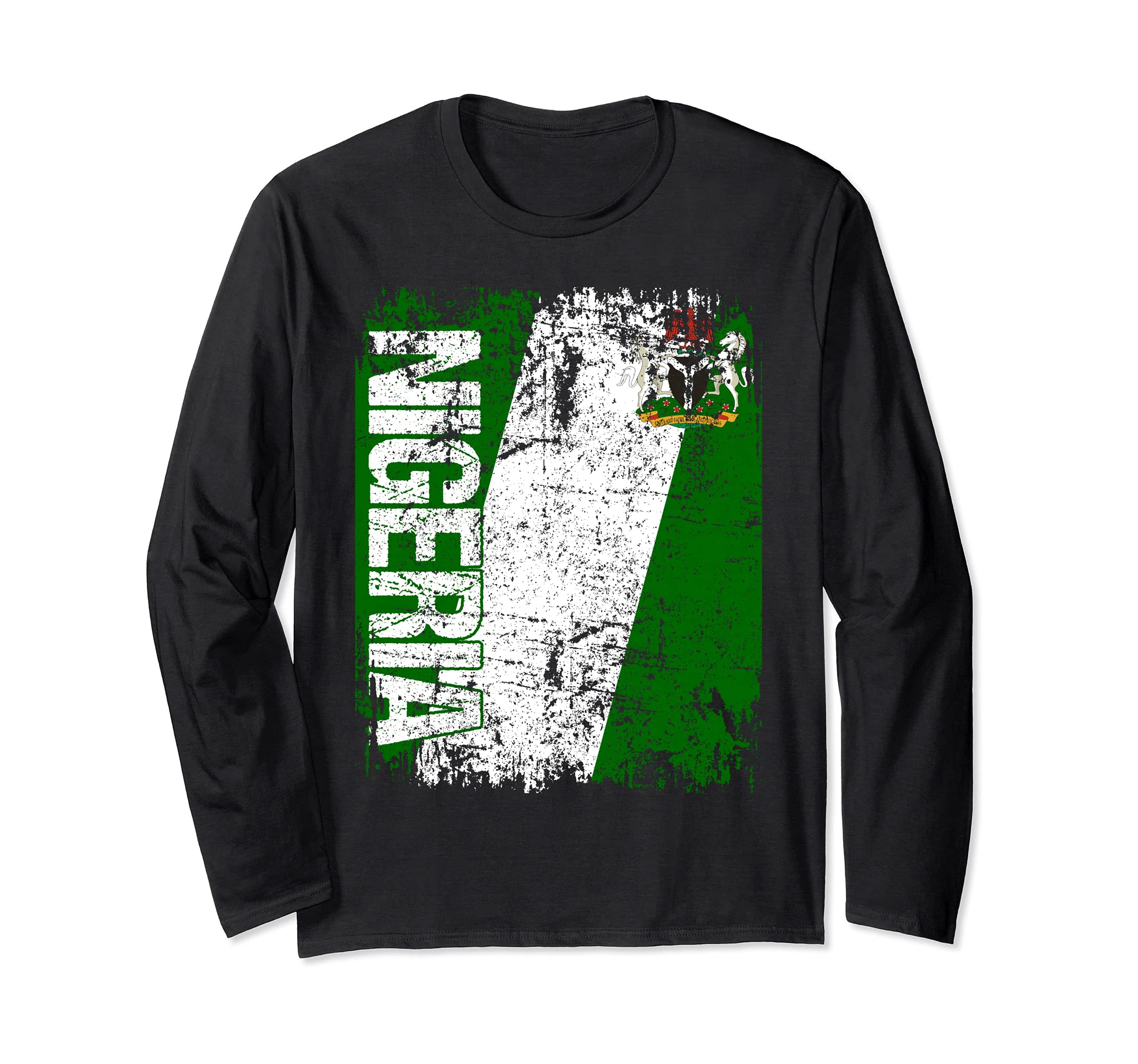 NIGERIA Flag Vintage Distressed NIGERIA Long Sleeve T-Shirt, Black