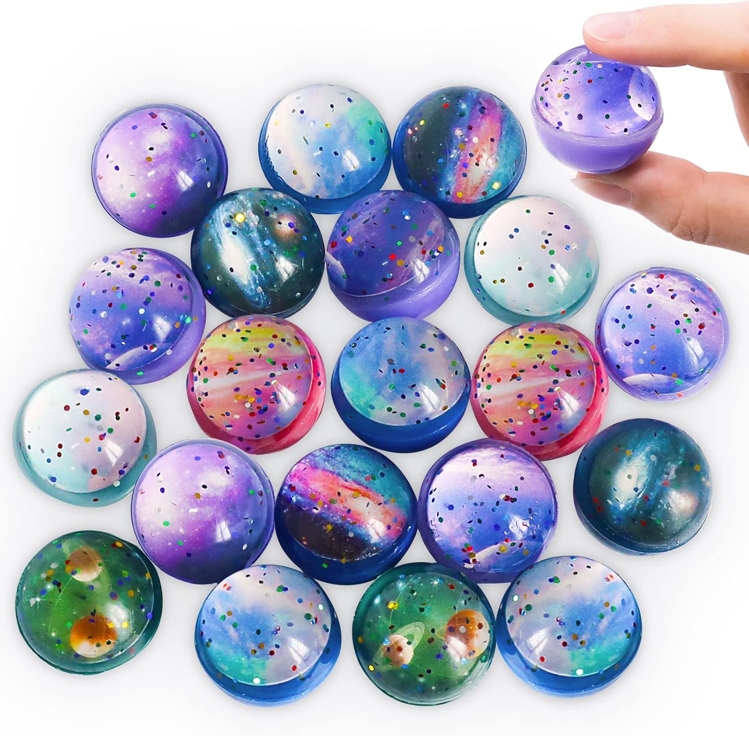Lukinuo 20pcs 32mm Space Bouncy Balls, Bouncy Balls